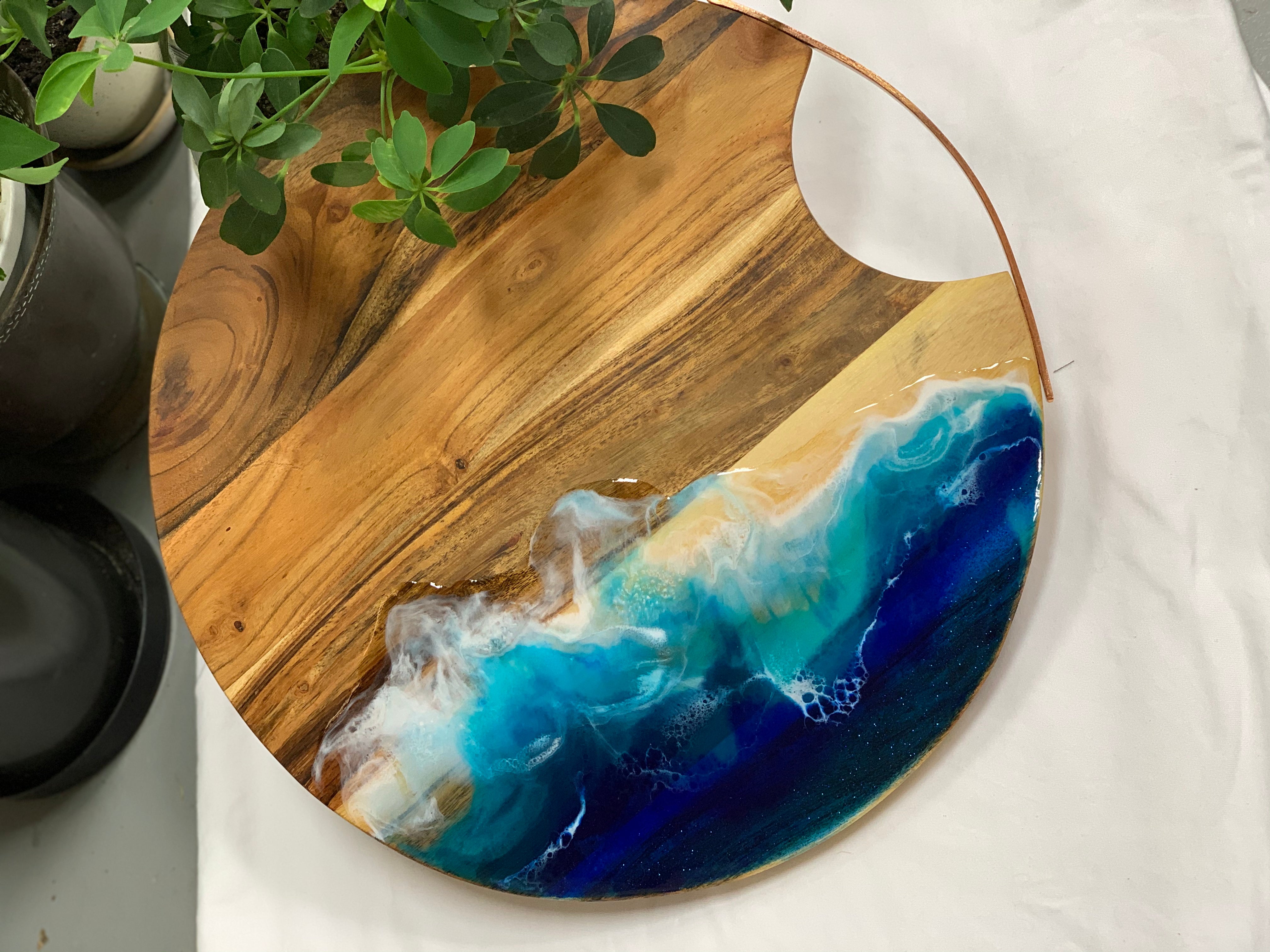 Round serving board | Ocean waves | charcuterie board | Christmas gift | serving board