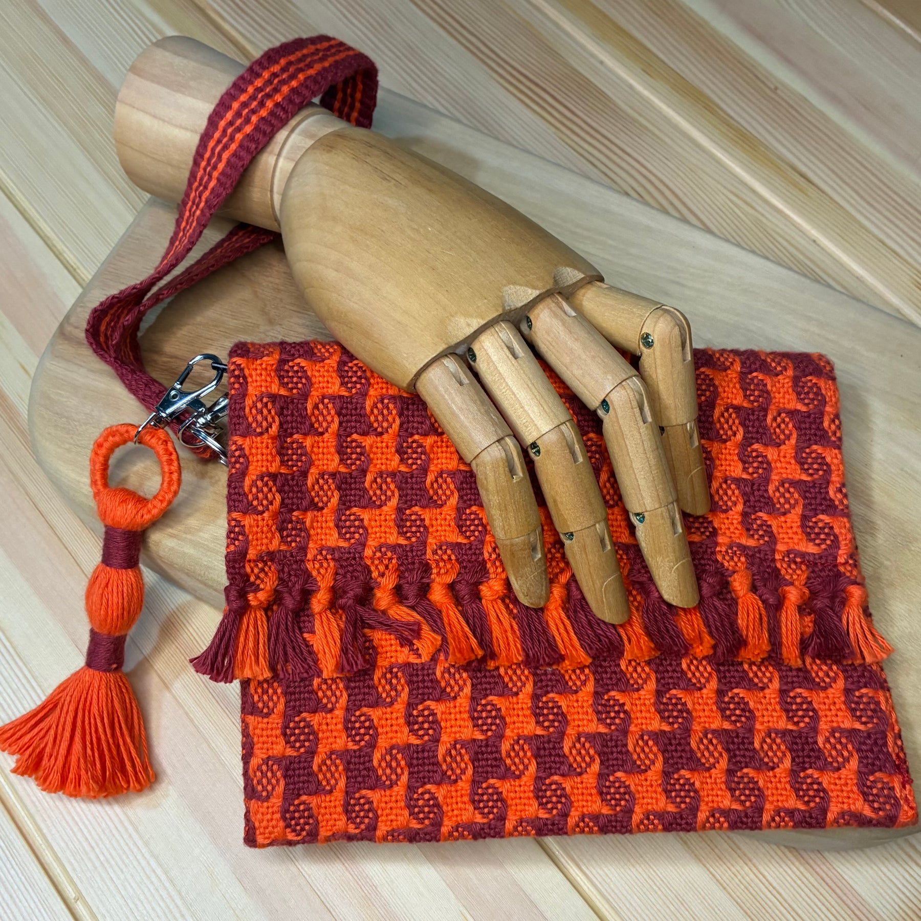 Handwoven Star Twill Fold-Over Clutch Purse