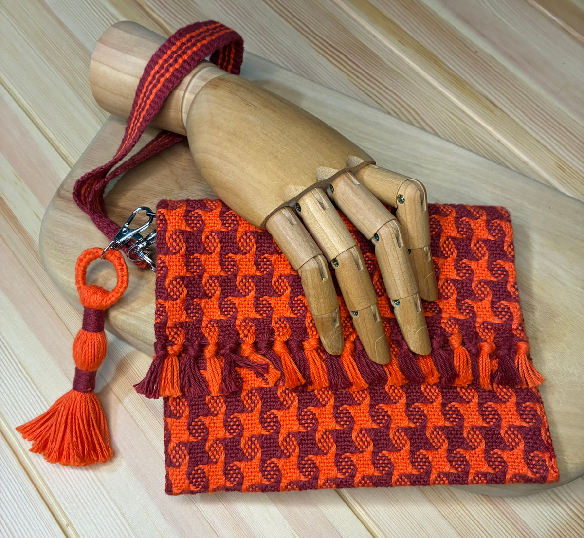 Handwoven Star Twill Fold-Over Clutch Purse