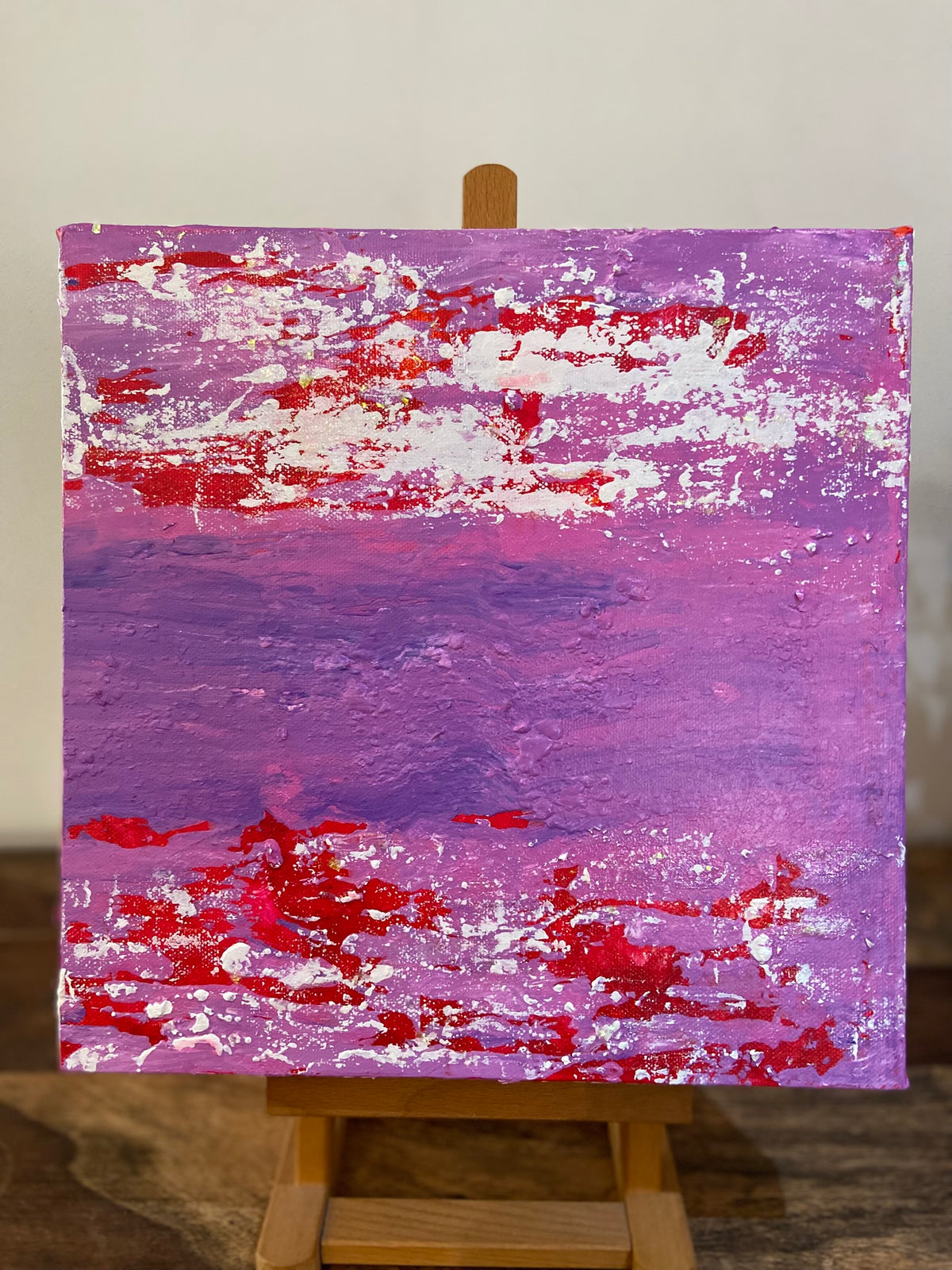Inverted Abstract Acrylic Canvas Painting: Colorful Wall Art by Margo Humphries (30.5cm)