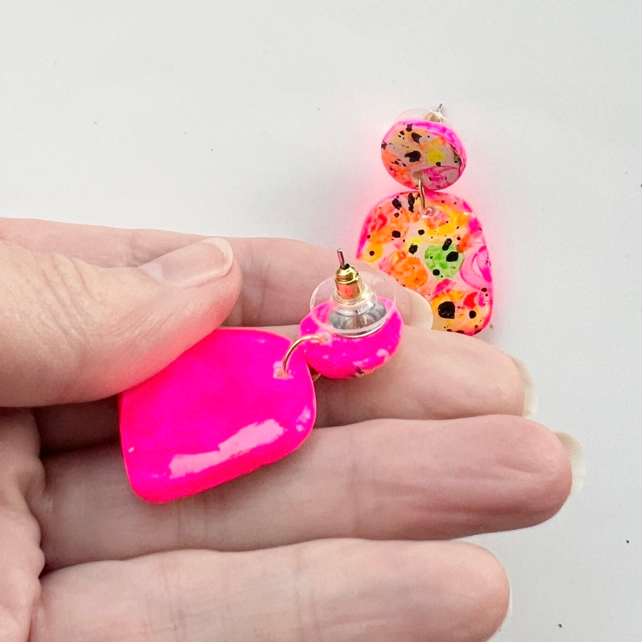 Earrings~Hand Painted Polymer Clay Statement Dangles