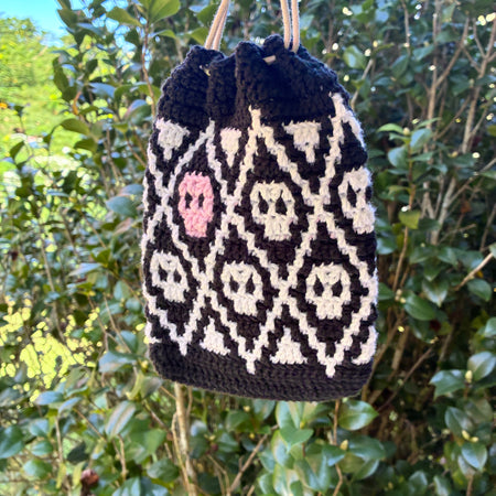 The Skull Bag (Black, white & pink)