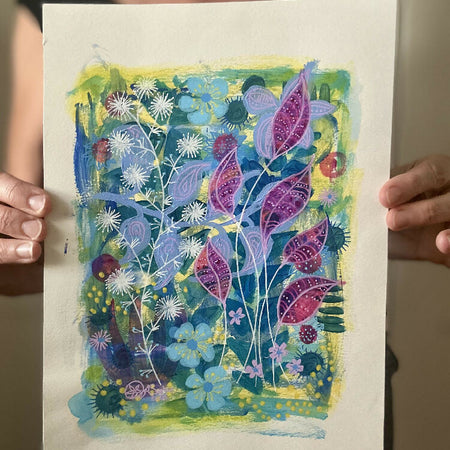 Hand Painted Original Art : Summer Wildflowers