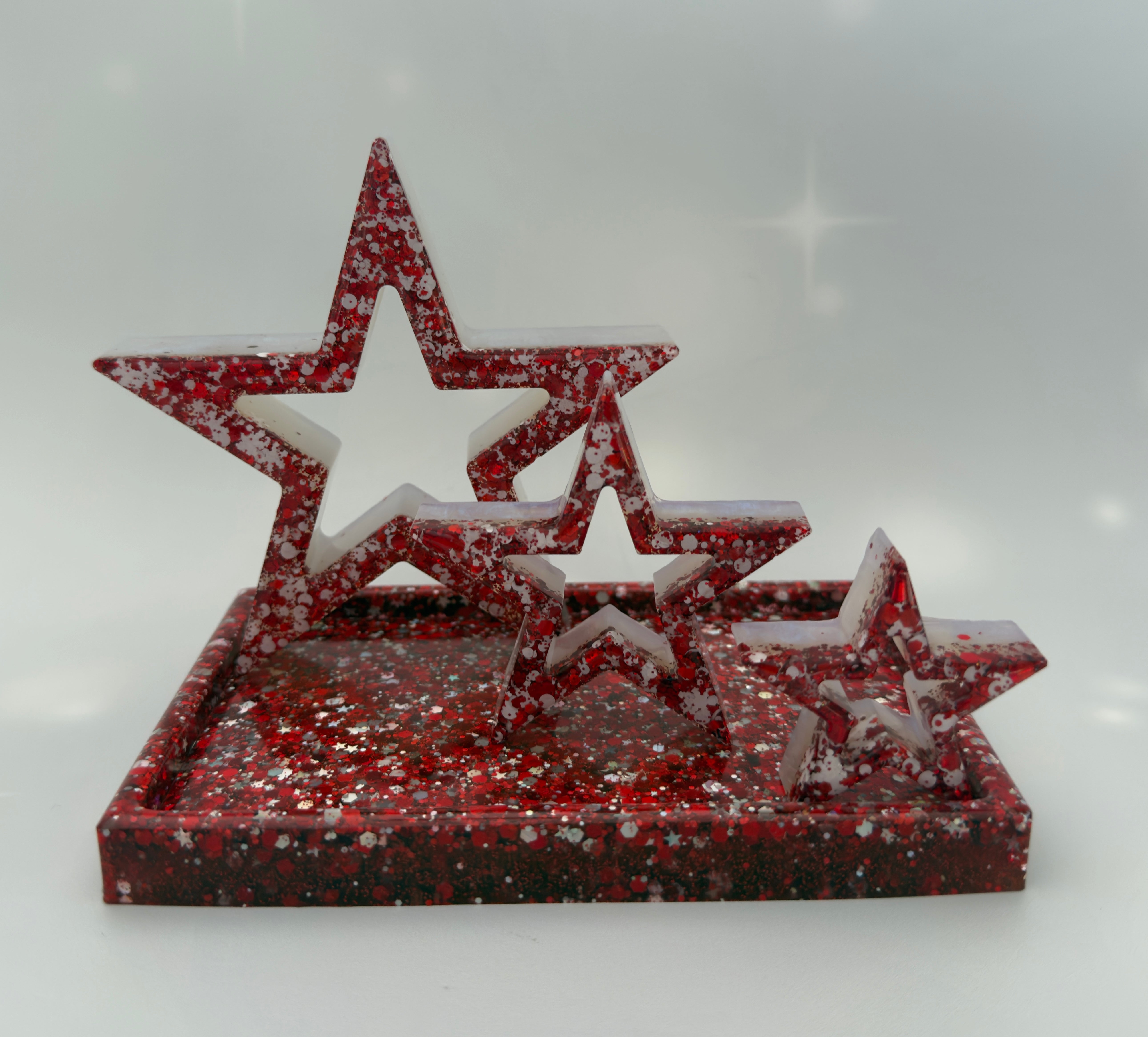 Handmade Resin Star Set with Rectangle Tray