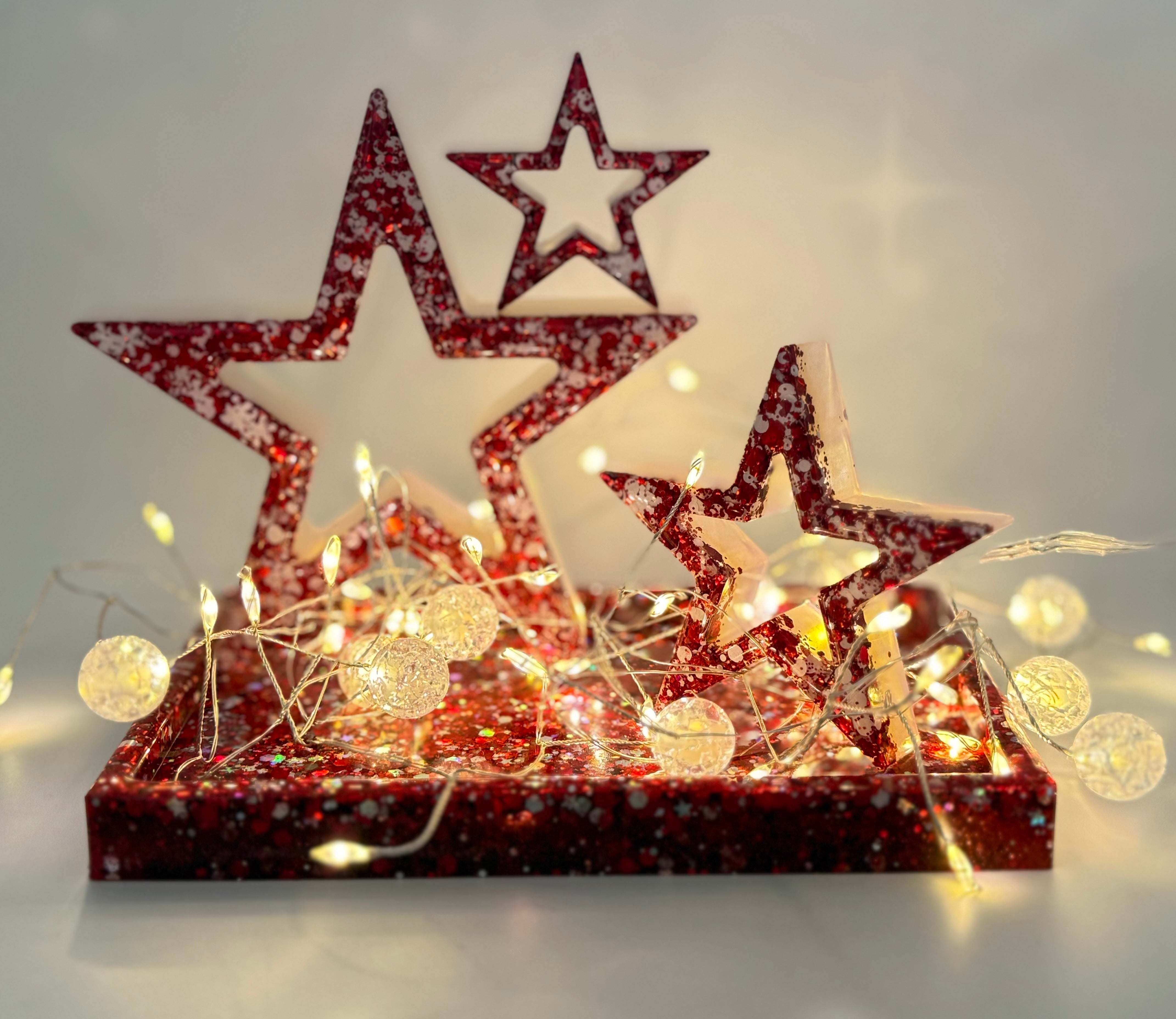 Handmade Resin Star Set with Rectangle Tray