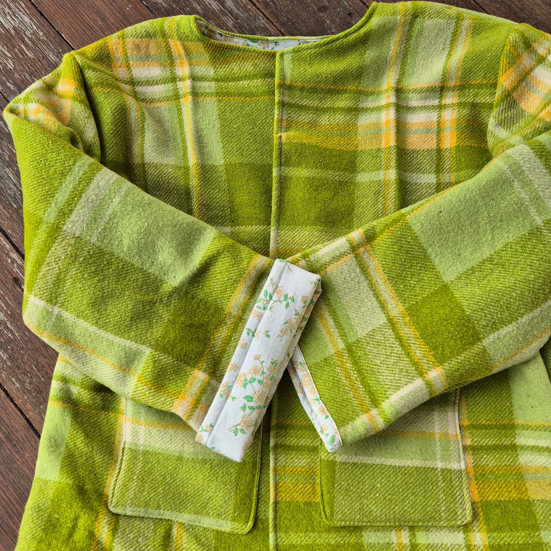 Upcycled woollen blanket jacket size 12