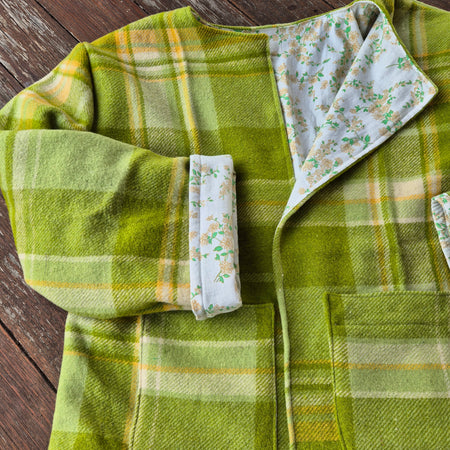 Upcycled woollen blanket jacket size 12