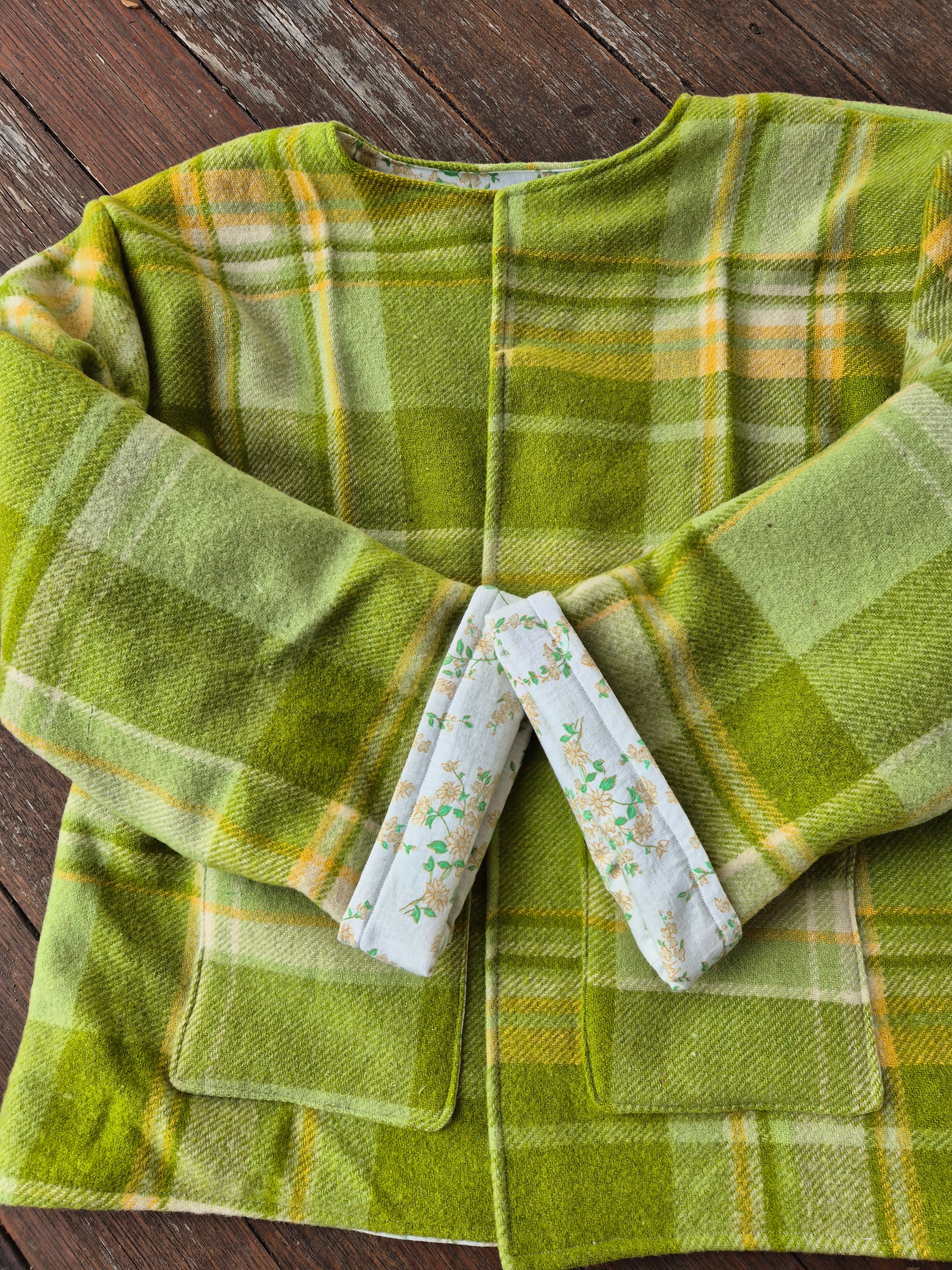 Upcycled woollen blanket jacket size 12