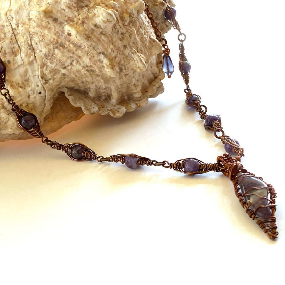 Amethyst & Copper Wire Necklace