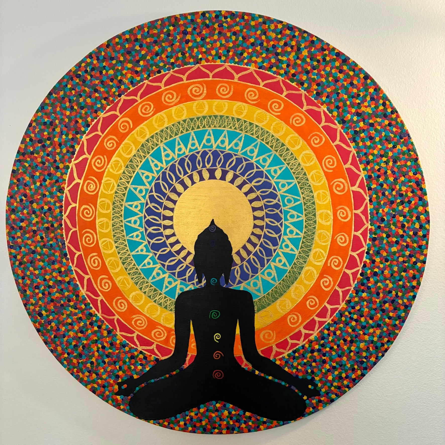 Painting - "Mandala of Abundance" (Acrylic on round board) Original