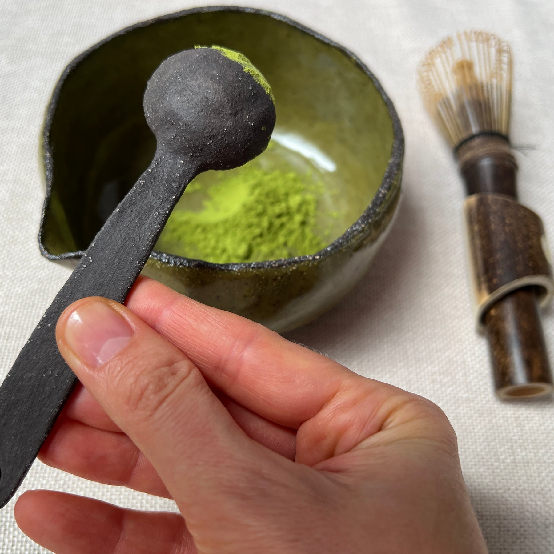 Handmade Matcha Set - Matcha Green Collection, Ceramic Bowl, Spoon, Bamboo Whisk