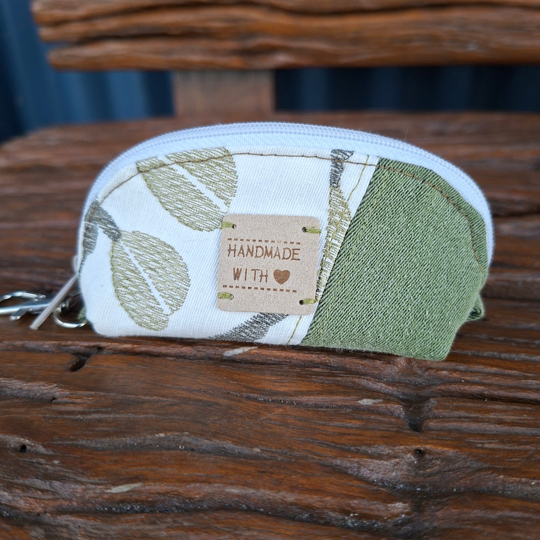 Upcycled Sage Green and Linen Blend Unisex Crossbody Bag & Matching Tiny Pouch