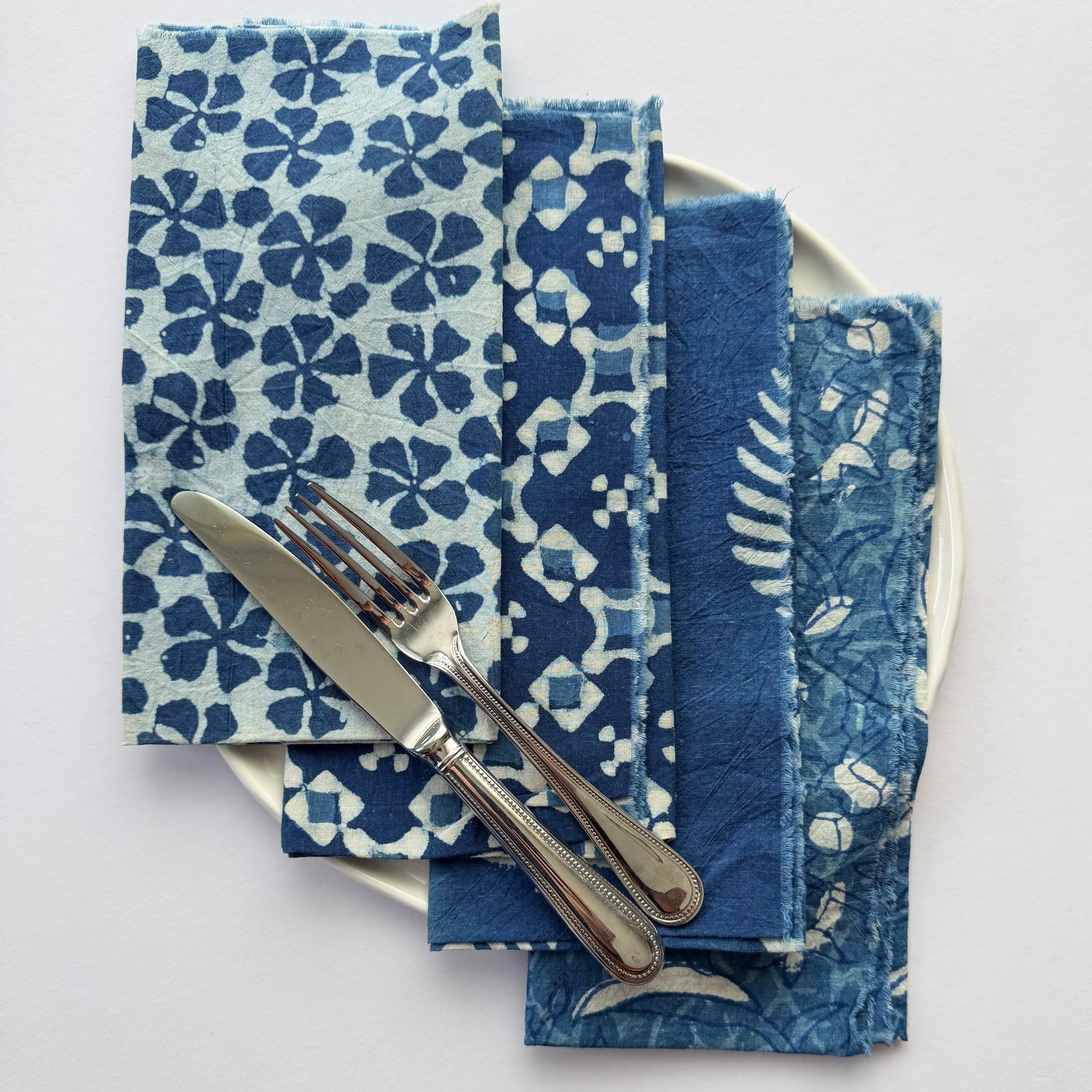 Set of 4 Napkins - Mixed Indigo Blues