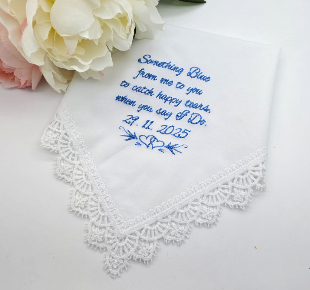 Something Blue From Me to You Personalised Bride's Handkerchief | Wedding Hanky