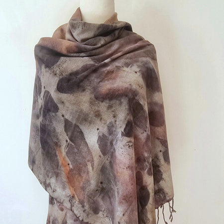 Raw Silk - Large Botanical Print Shawl - The Sienna