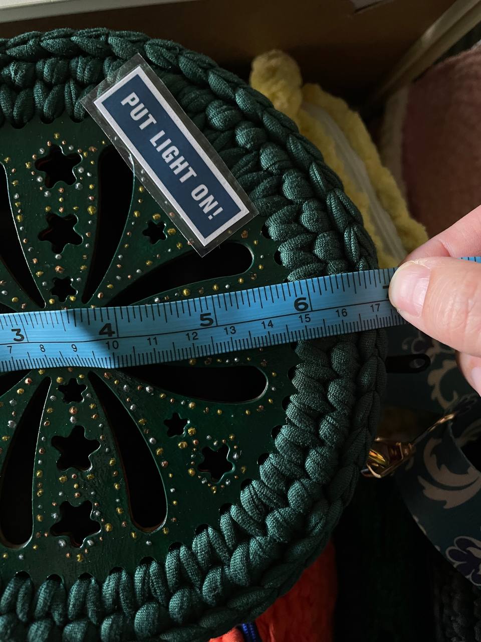 LED lights Crossbody bag | Handmade crochet bag with painting artwork