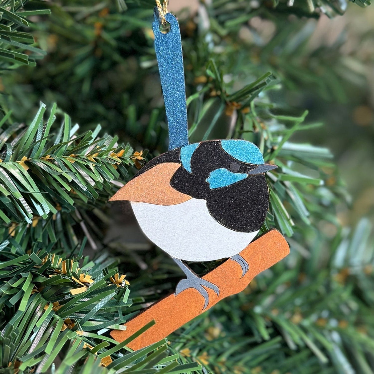 Superb Fairy Wren Hand Painted Christmas Decoration