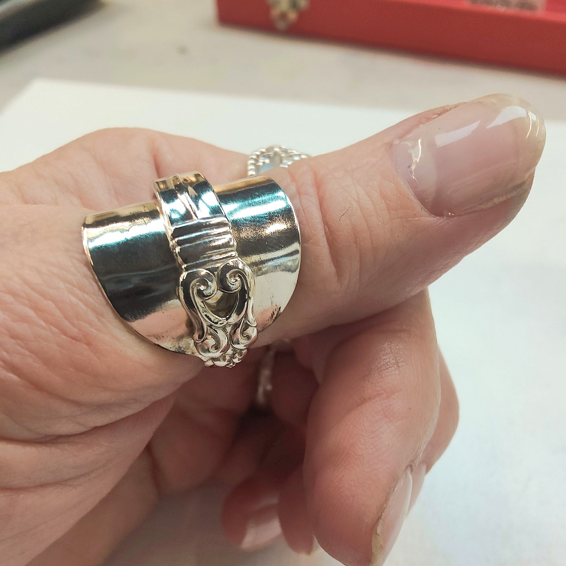 Royal Danish Spoon Ring (1939) – Vintage Sterling Silver, Handmade, Australian size S (US 9.5)