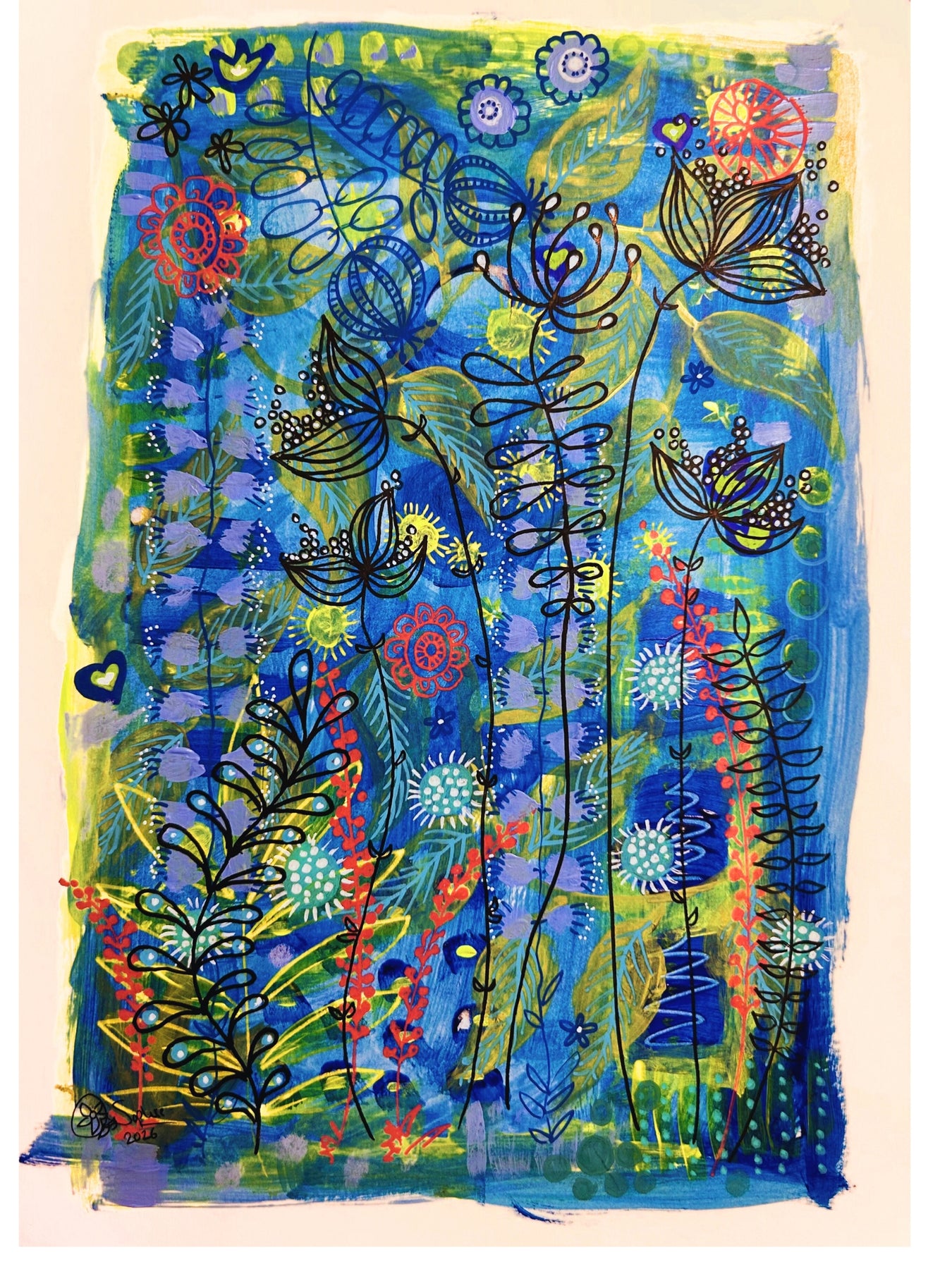 Original Hand Painted Artwork: The Sapphire Garden