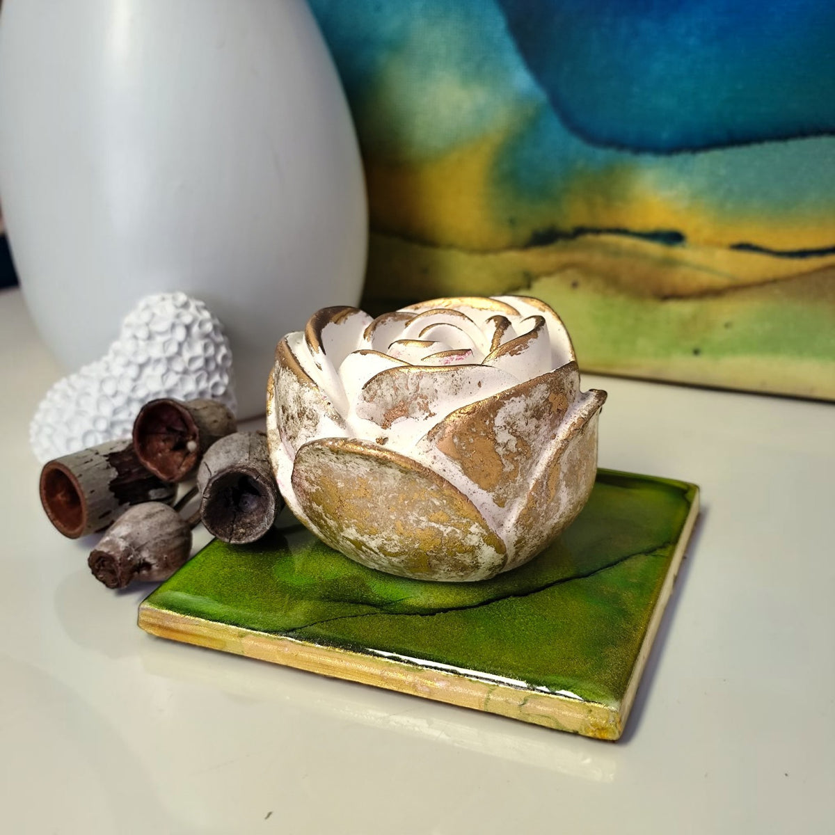 Boho Fragrance Stone Coaster Set
