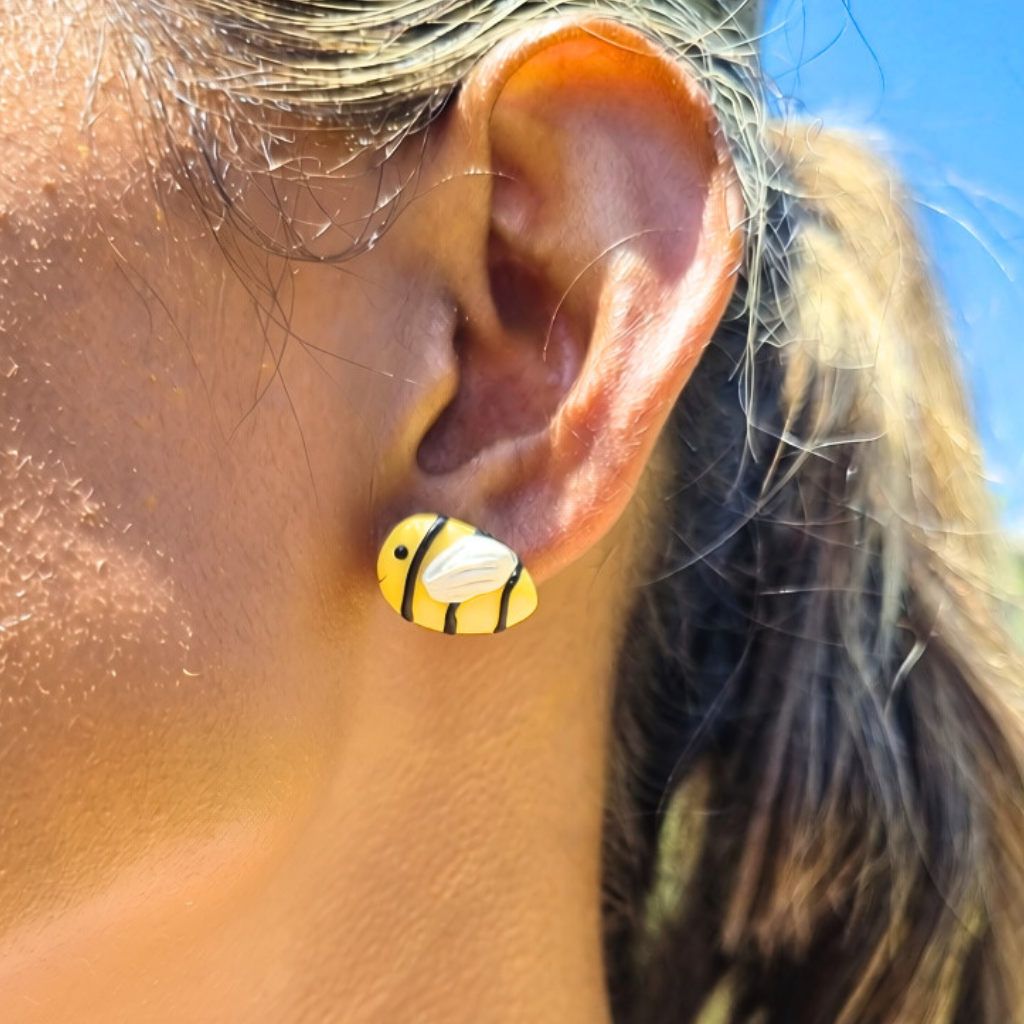 3D Bubble Bee Stud Earrings