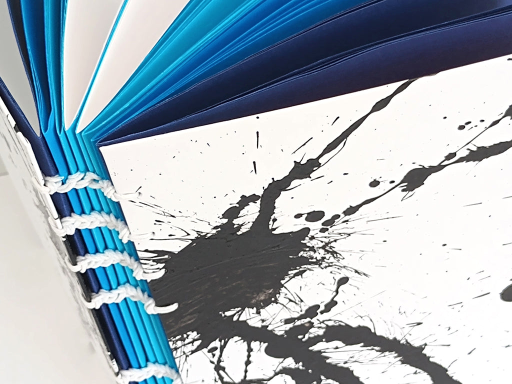 Black white and blue hand made journal