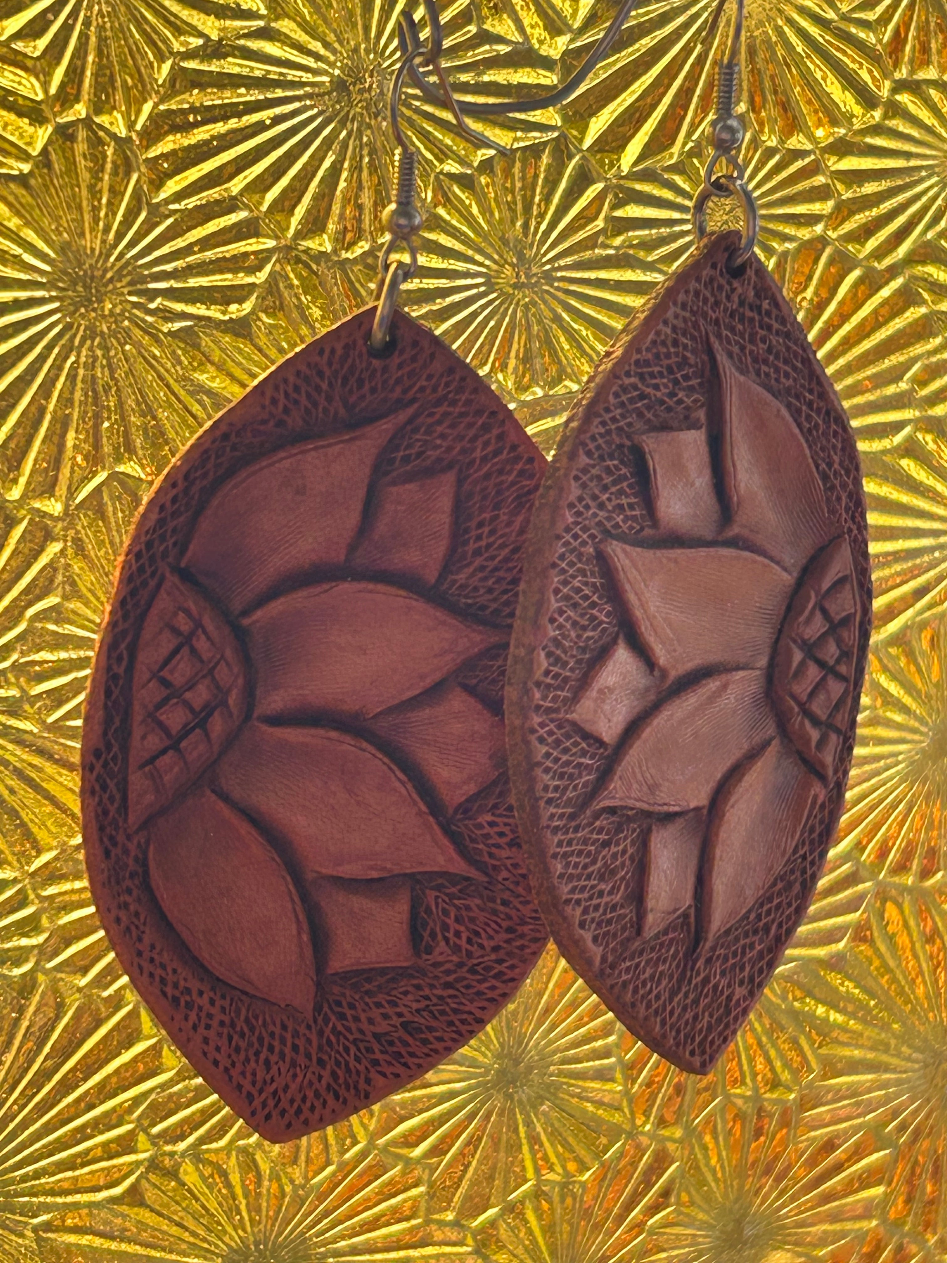 Leather Sunflower Earrings