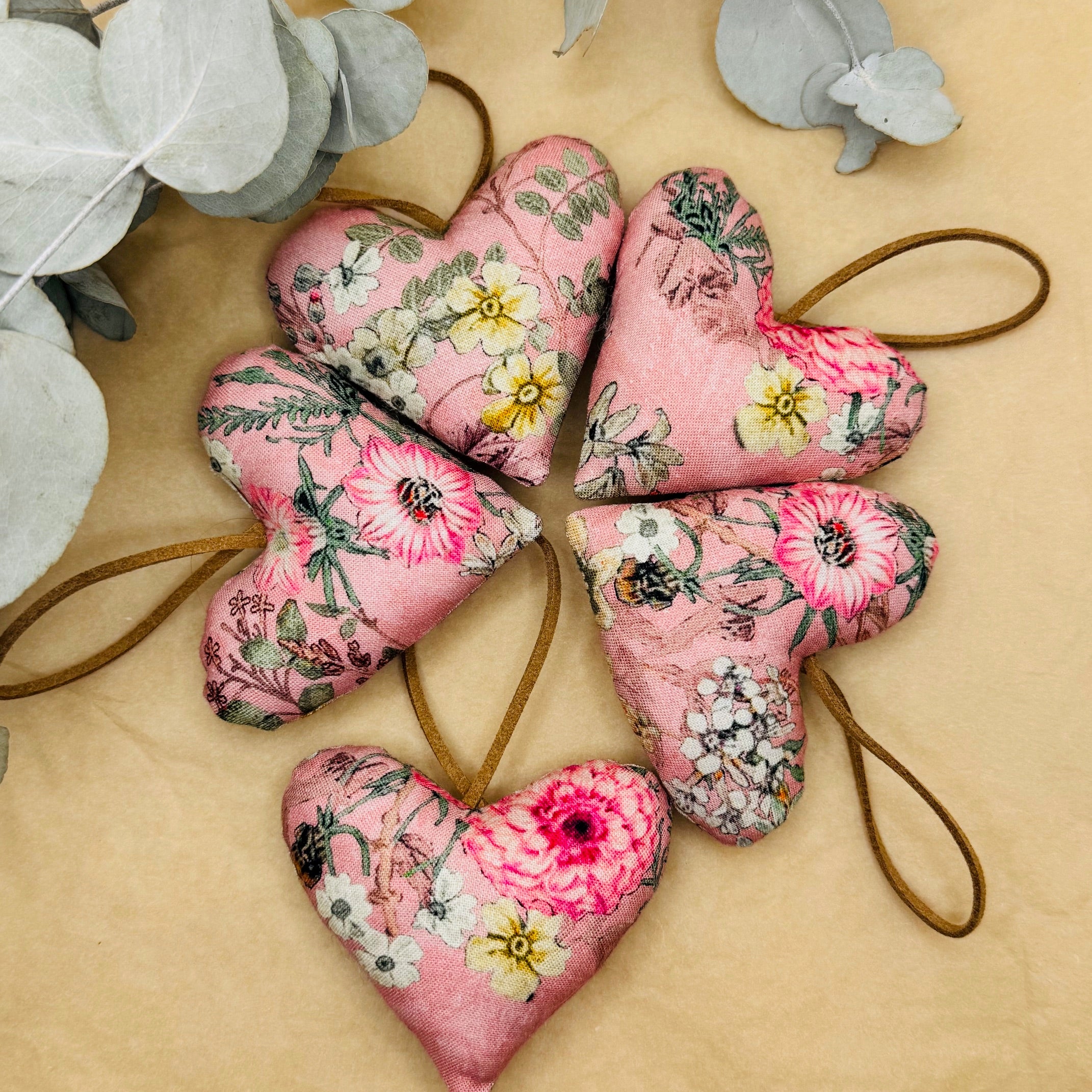 Handmade Pink Floral Hearts