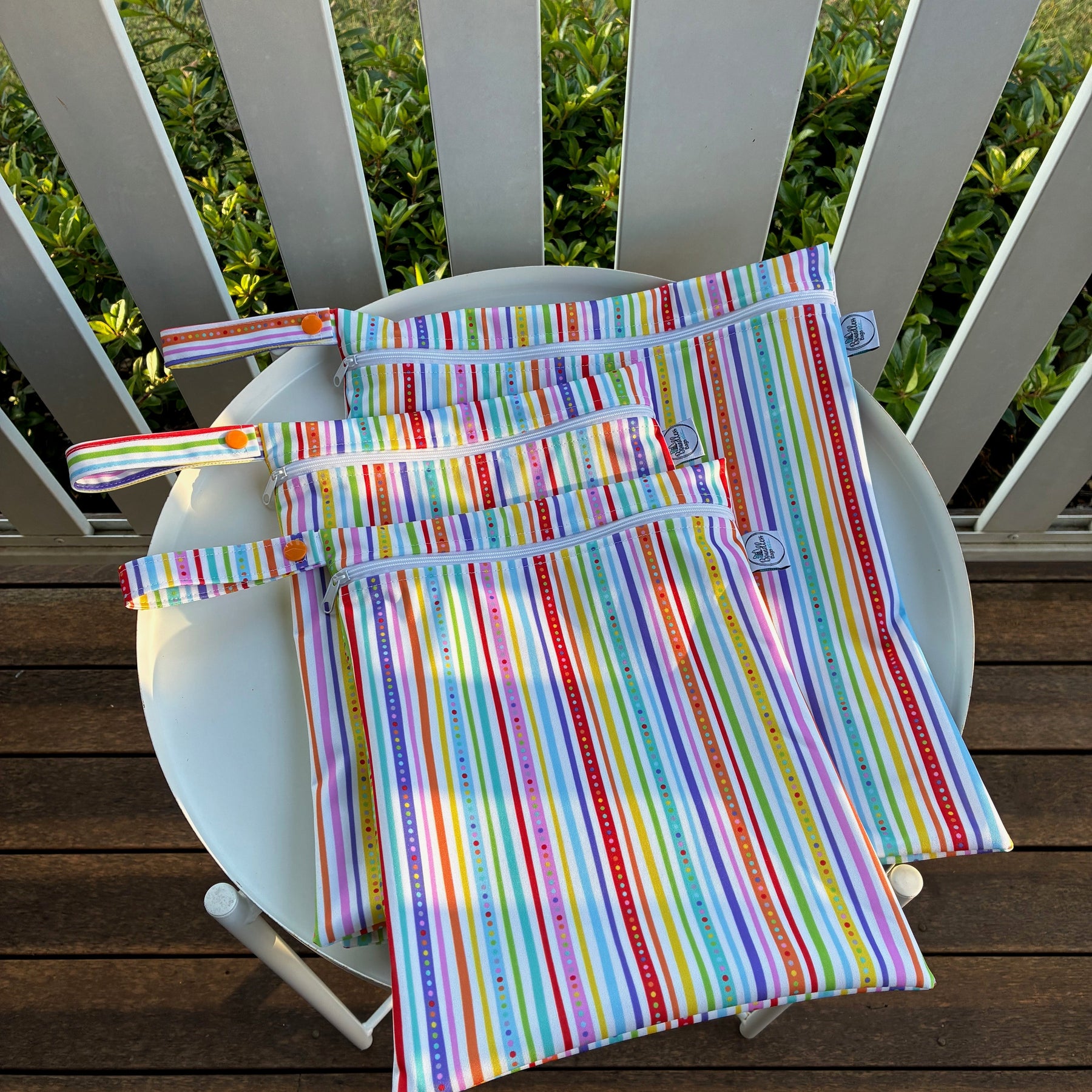 READY MADE Water-resistant wet bags - Spotty Stripes (Creative Monsoon)  | Ready to ship | FREE Postage