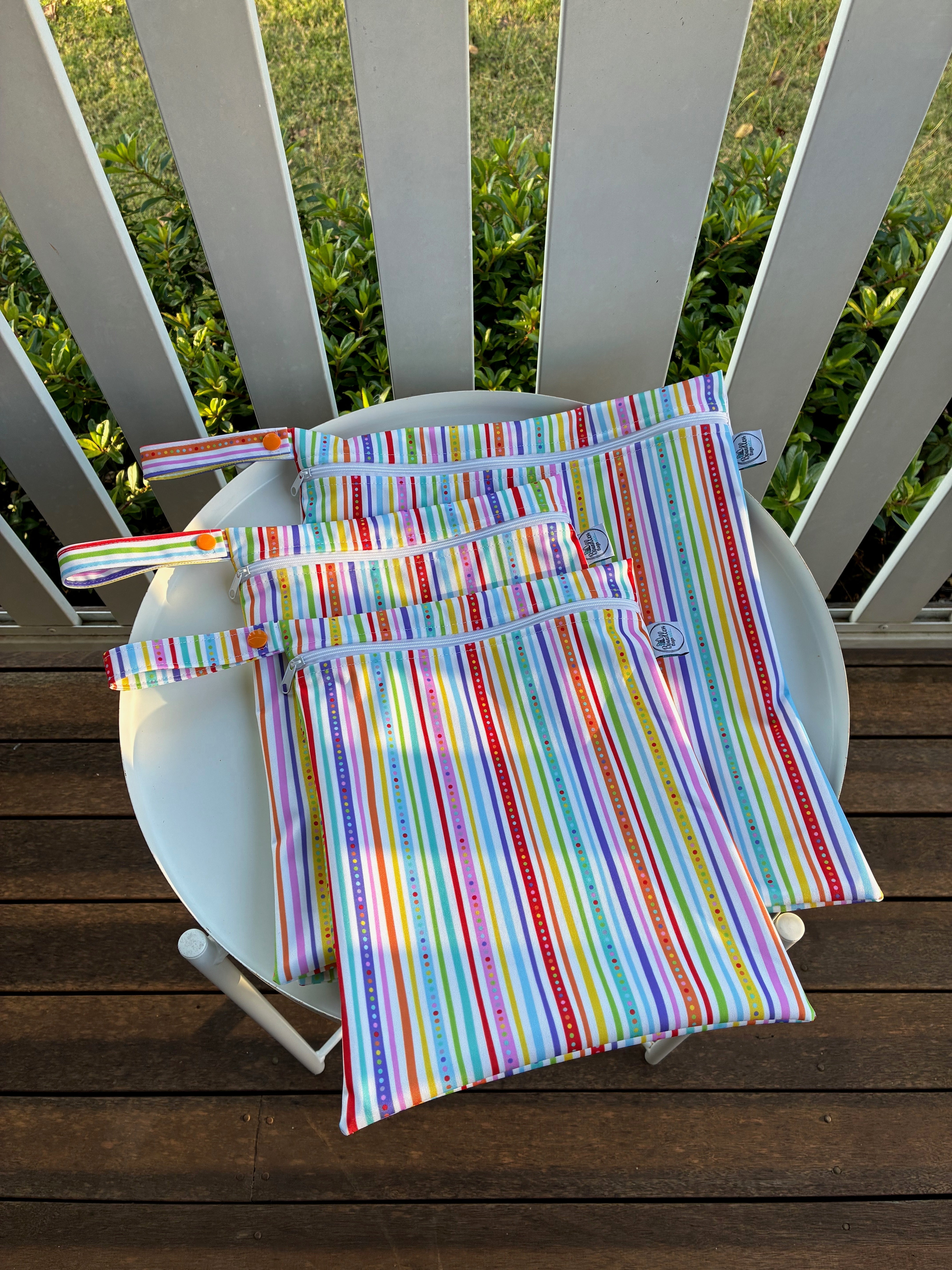 READY MADE Water-resistant wet bags - Spotty Stripes (Creative Monsoon)  | Ready to ship | FREE Postage