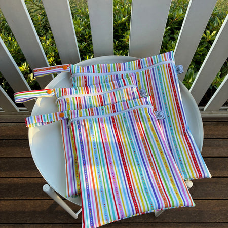 READY MADE Water-resistant wet bags - Spotty Stripes (Creative Monsoon)  | Ready to ship | FREE Postage