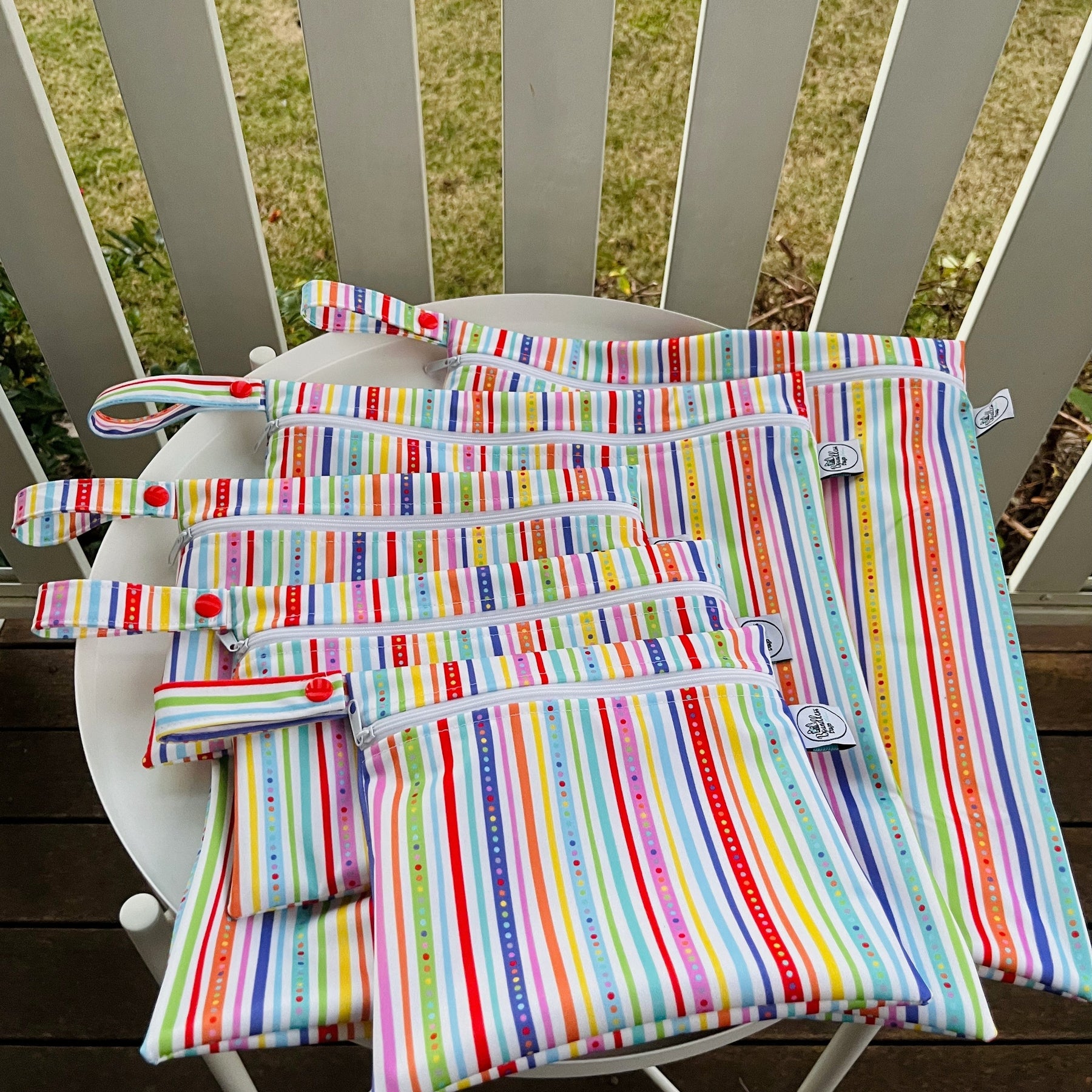 READY MADE Water-resistant wet bags - Spotty Stripes (Creative Monsoon)  | Ready to ship | FREE Postage