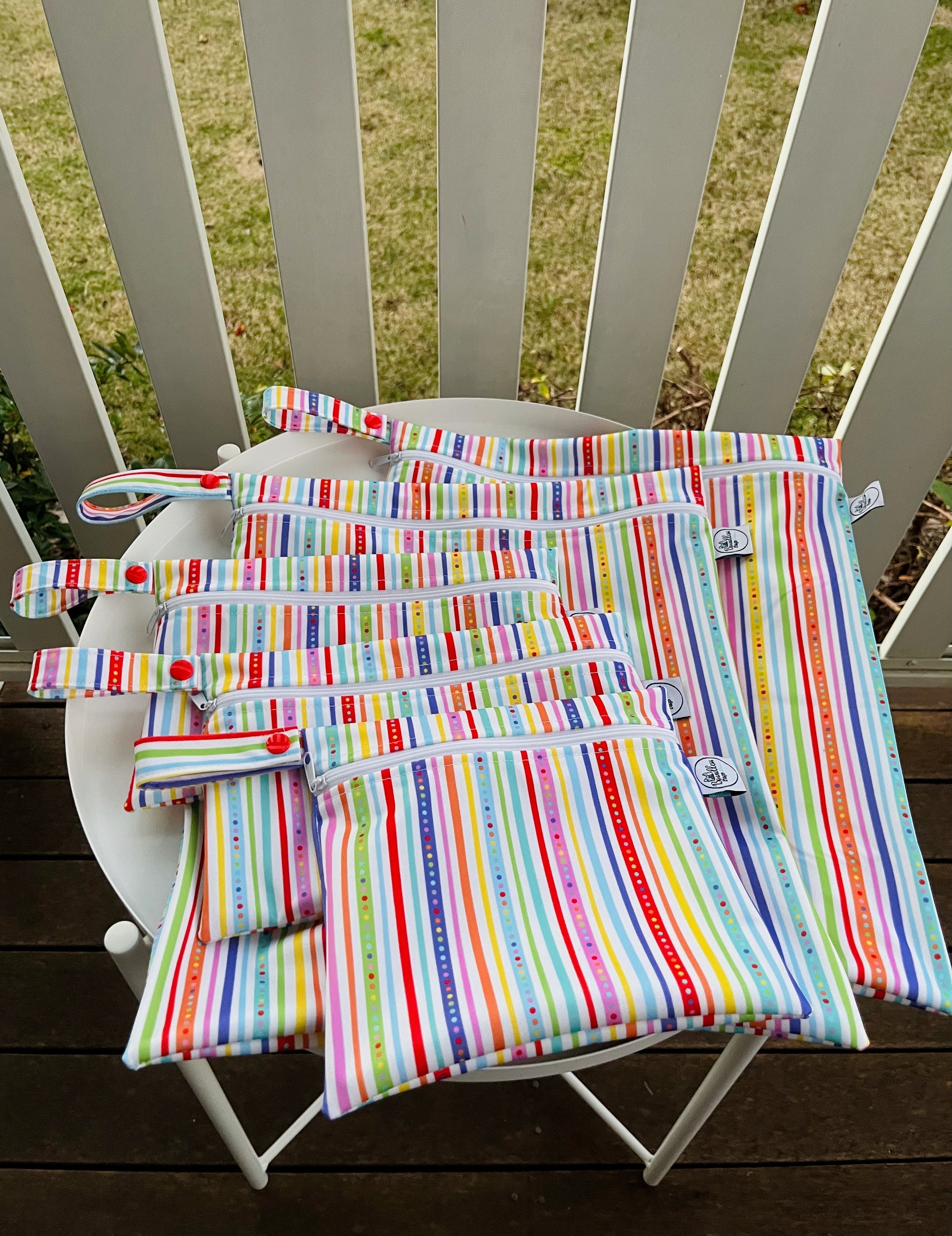 READY MADE Water-resistant wet bags - Spotty Stripes (Creative Monsoon)  | Ready to ship | FREE Postage