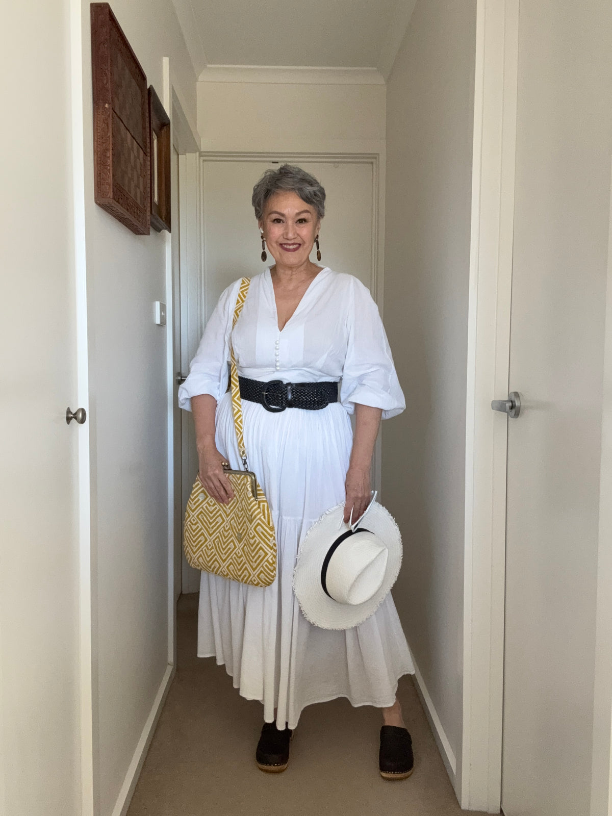 Metal frame oversized purse