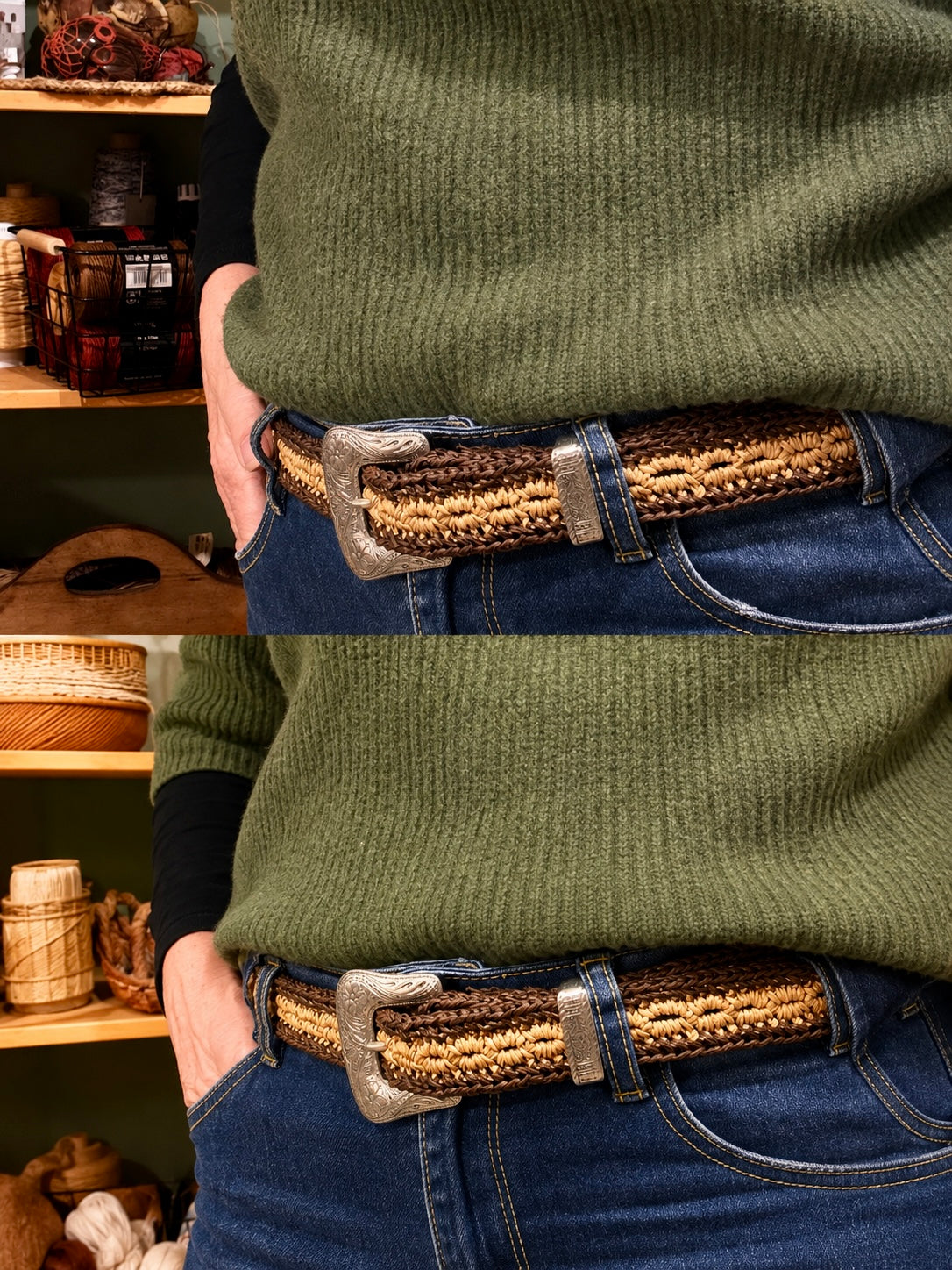 Crochet Bamboo Belt (Western Buckle)