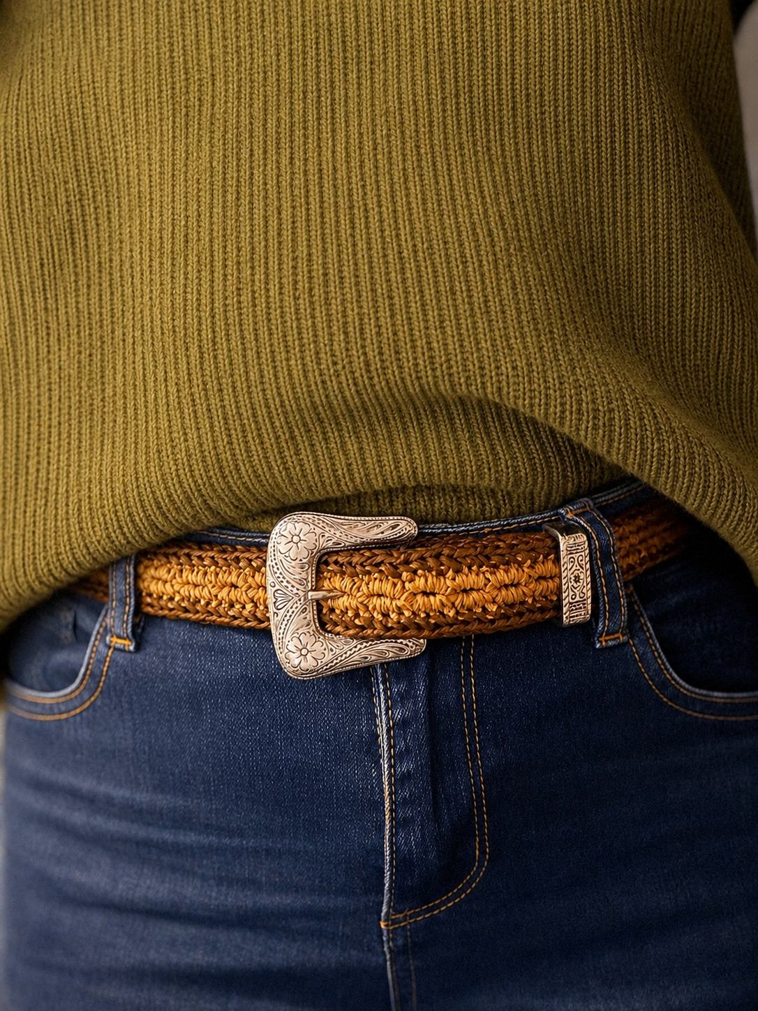 Crochet Bamboo Belt (Western Buckle)