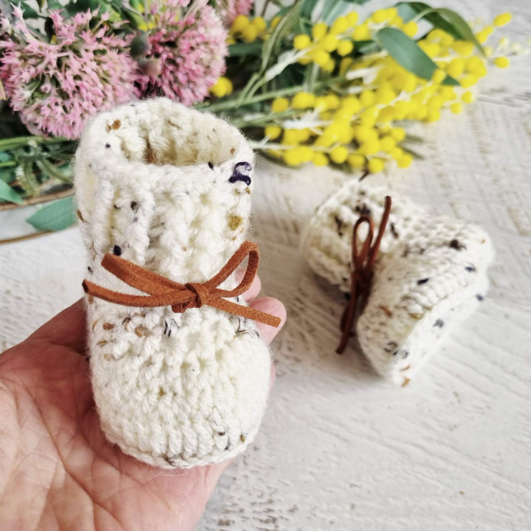 Baby Booties | Oatmeal | Newborn | Crochet | Knit | Shoes | Socks