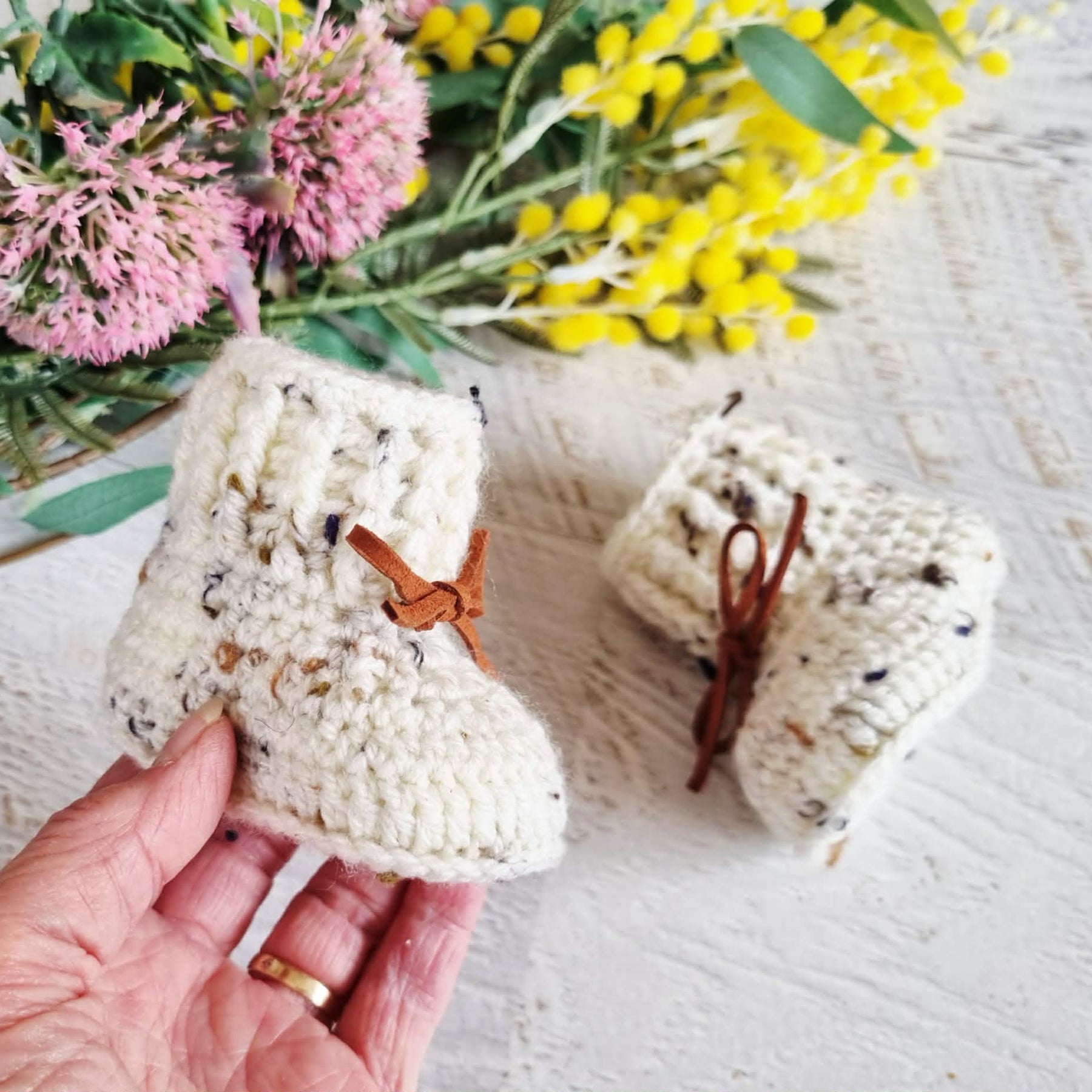 Baby Booties | Oatmeal | Newborn | Crochet | Knit | Shoes | Socks