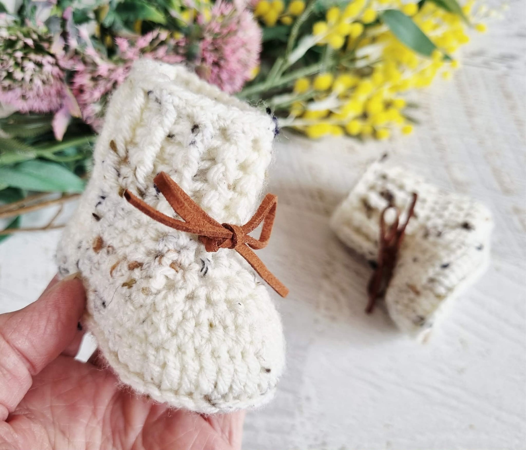 Baby Booties | Oatmeal | Newborn | Crochet | Knit | Shoes | Socks