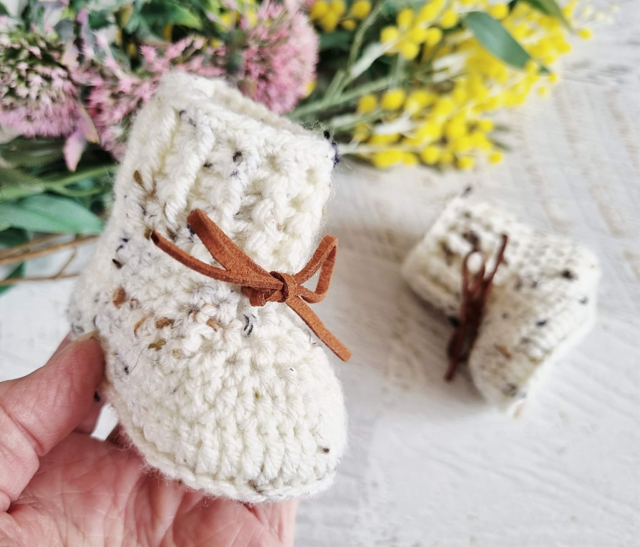 Baby Booties | Oatmeal | Newborn | Crochet | Knit | Shoes | Socks