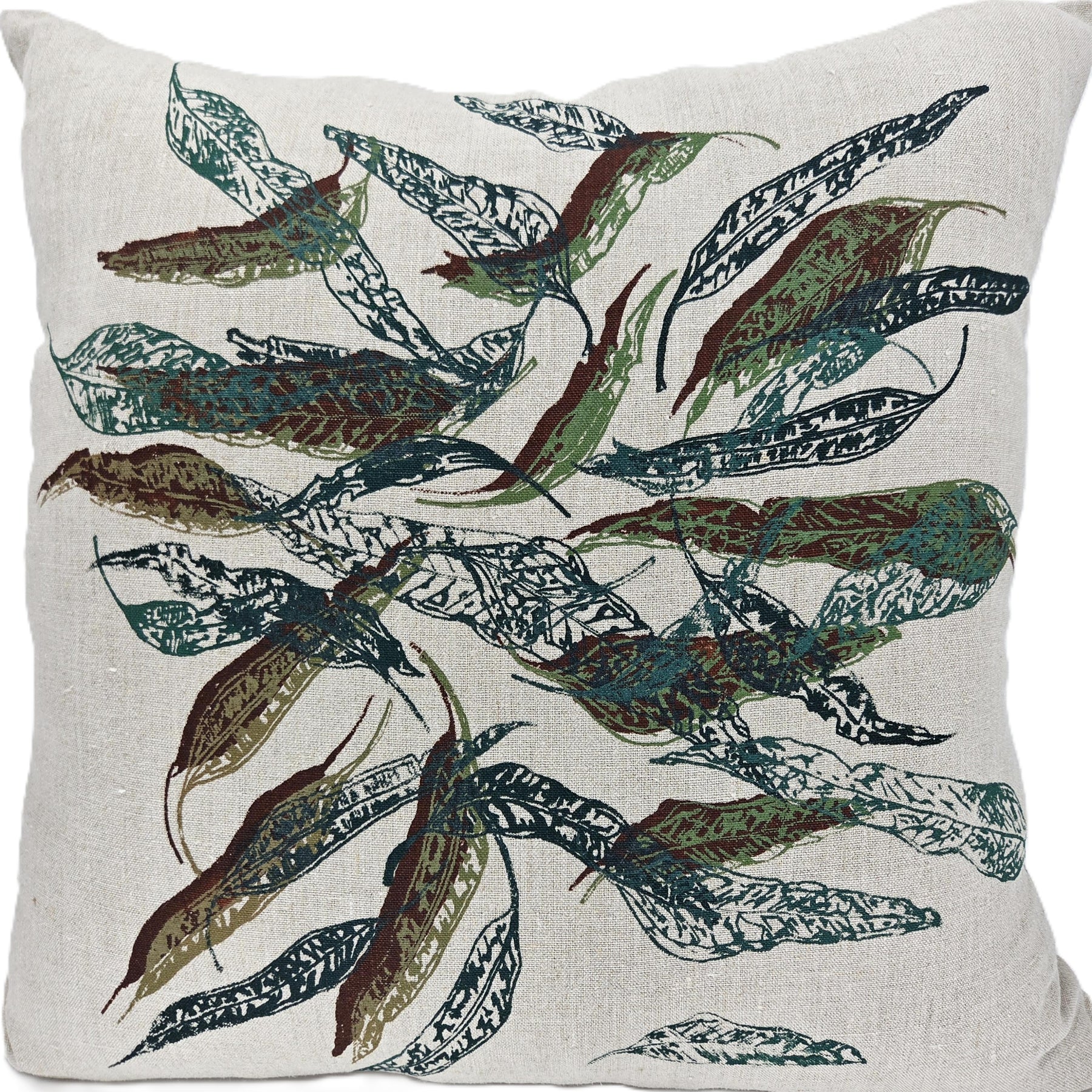 Hand Screen Printed Linen Cushion Covers- Fallen Leaves (2 colourways)