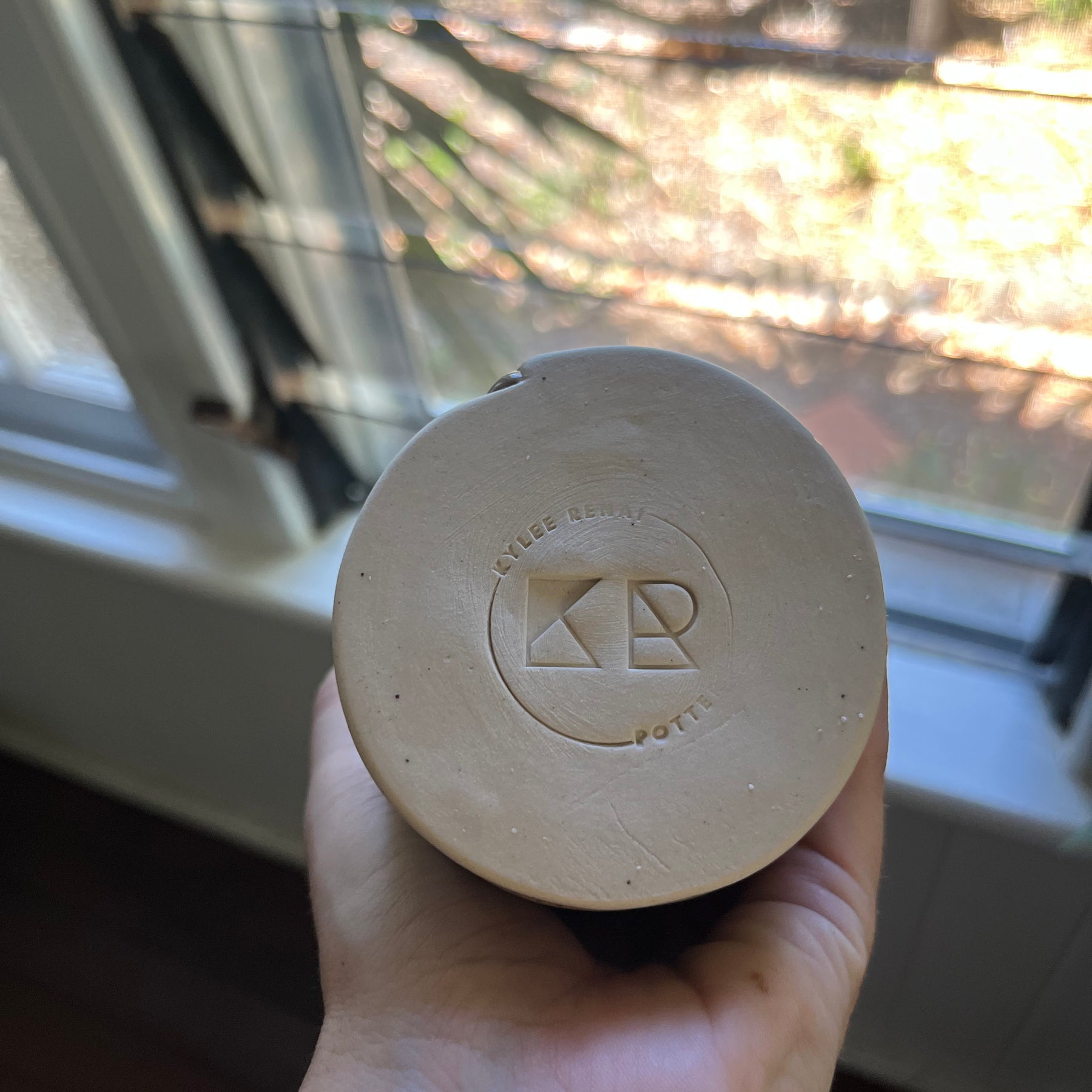 SOLD - Unique curved Ceramic Vase - Earthy Tones