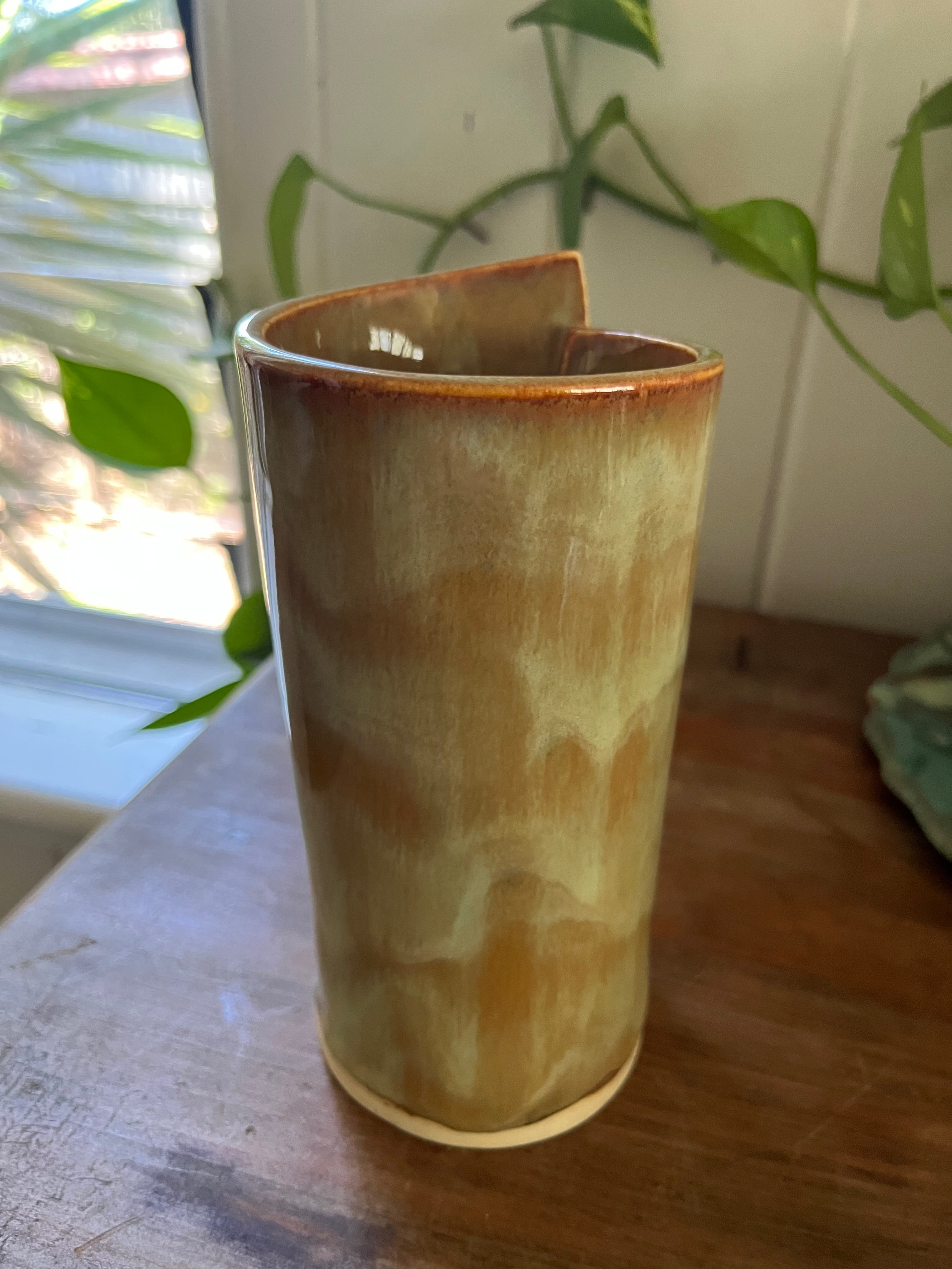 Unique curved Ceramic Vase - Earthy Tones