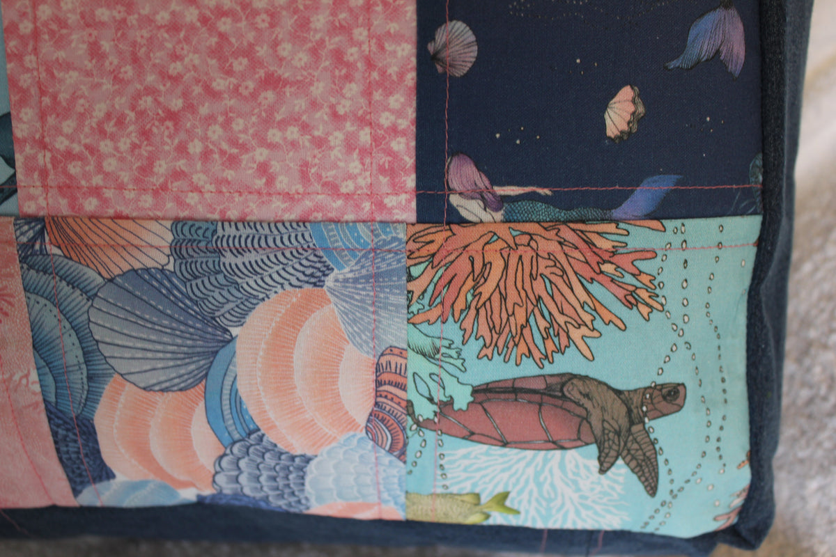 'UNDER THE SEA´ TOTE BAG - FLAT HANDLES - DARK DENIM