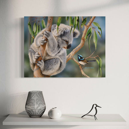 Koala and Superb Fairy-wren (blue wren) - Titled 