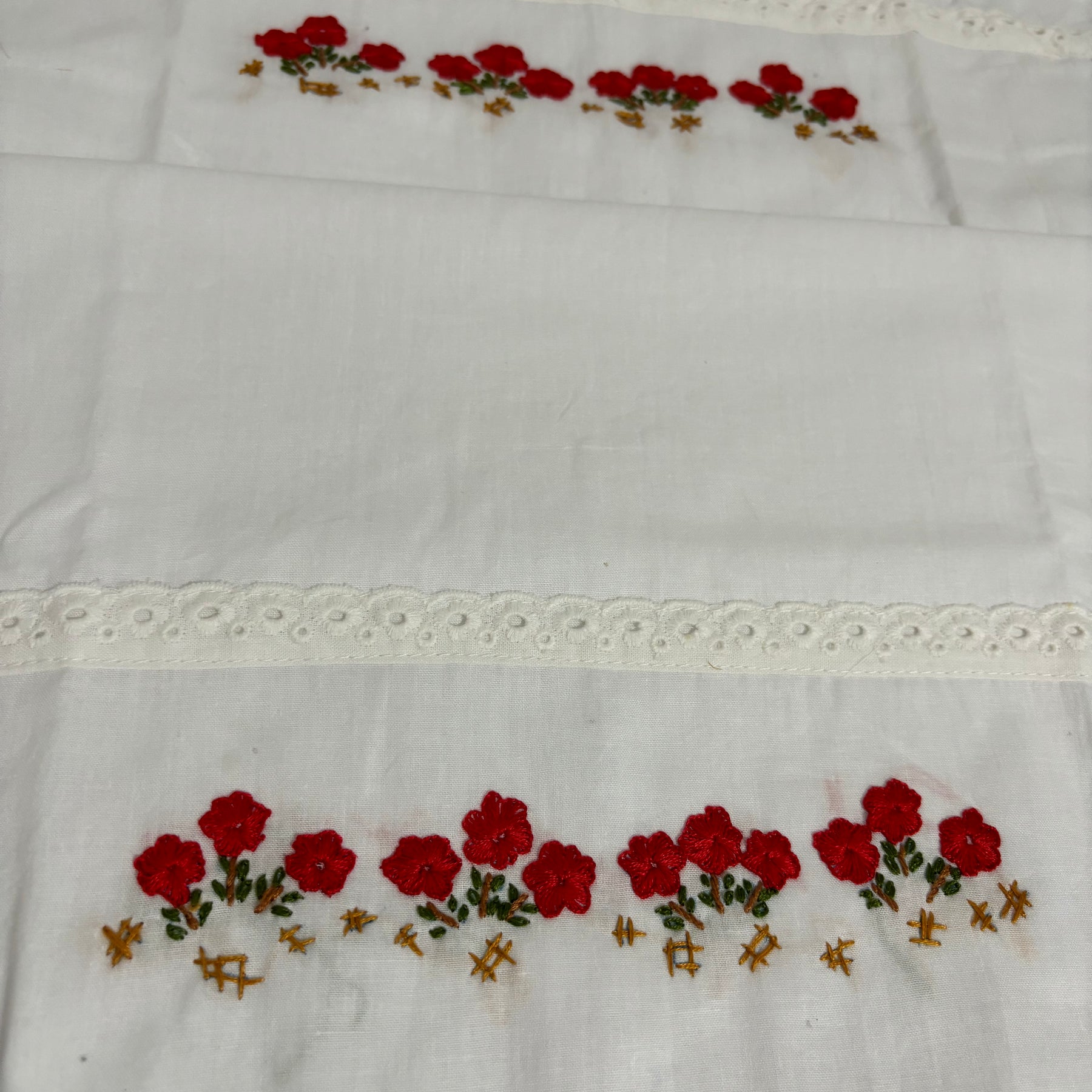 Set of 2 Beautiful Flower Embroidery Pillow/Cushion Cover