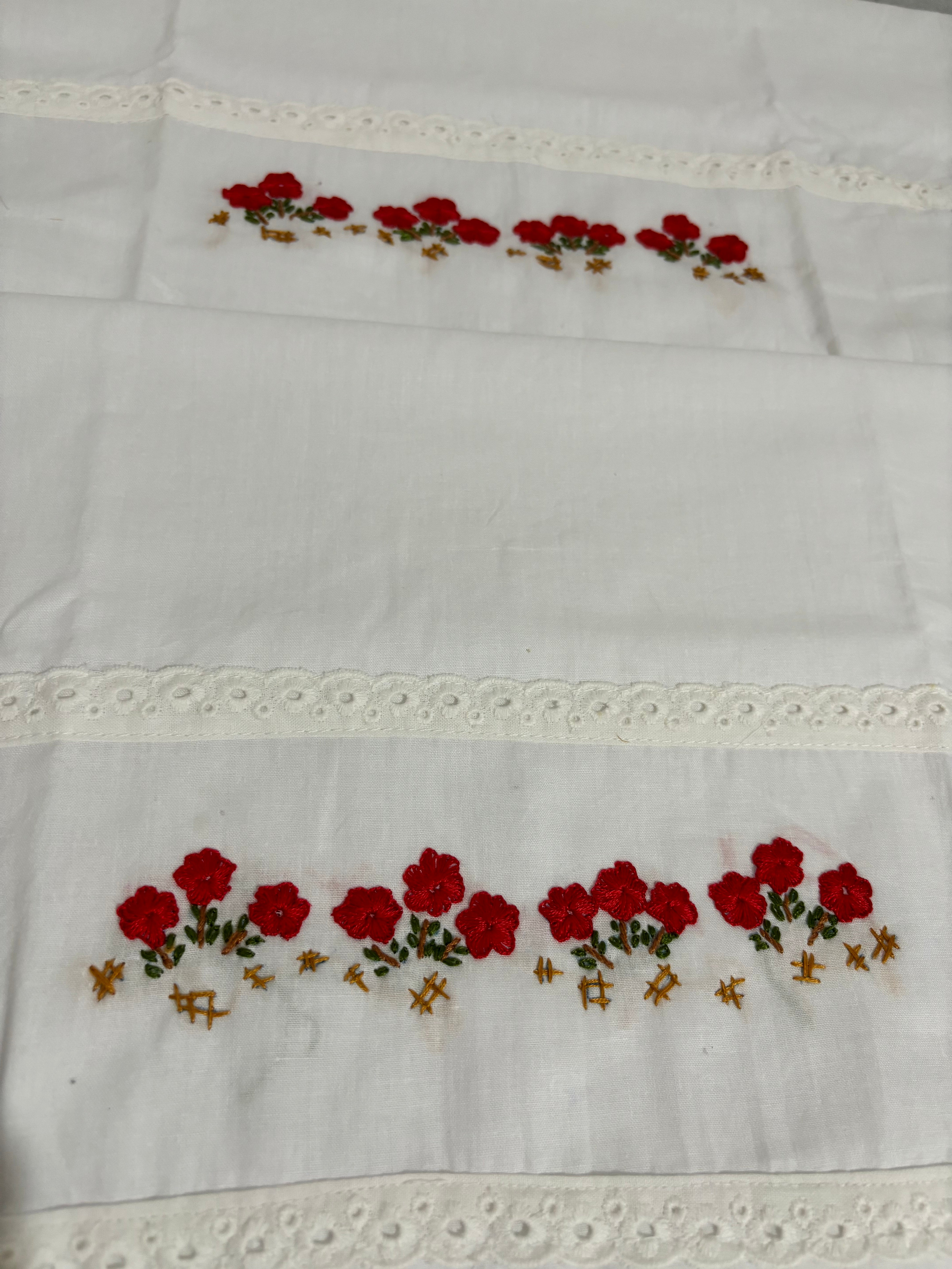 Set of 2 Beautiful Flower Embroidery Pillow/Cushion Cover