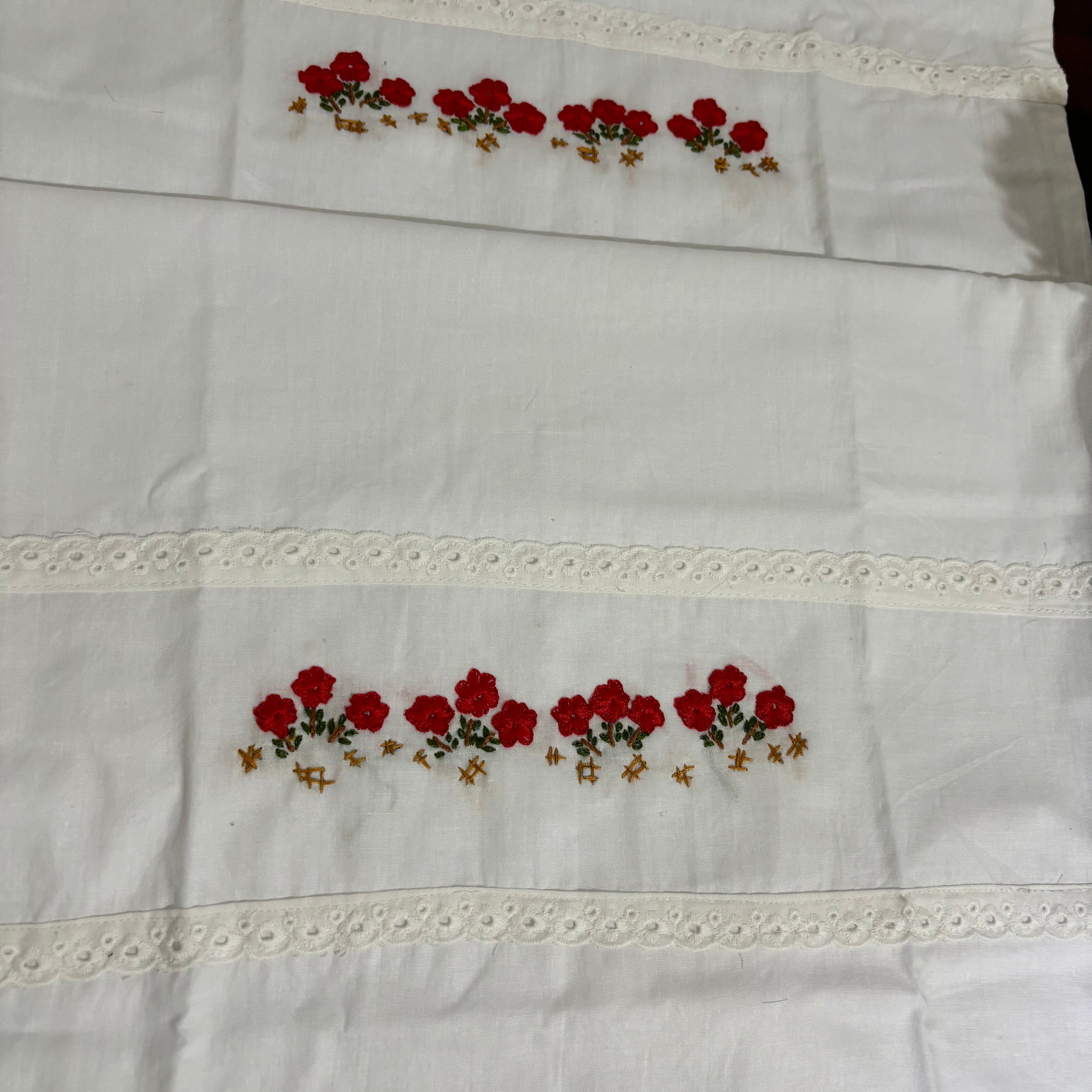 Set of 2 Beautiful Flower Embroidery Pillow/Cushion Cover