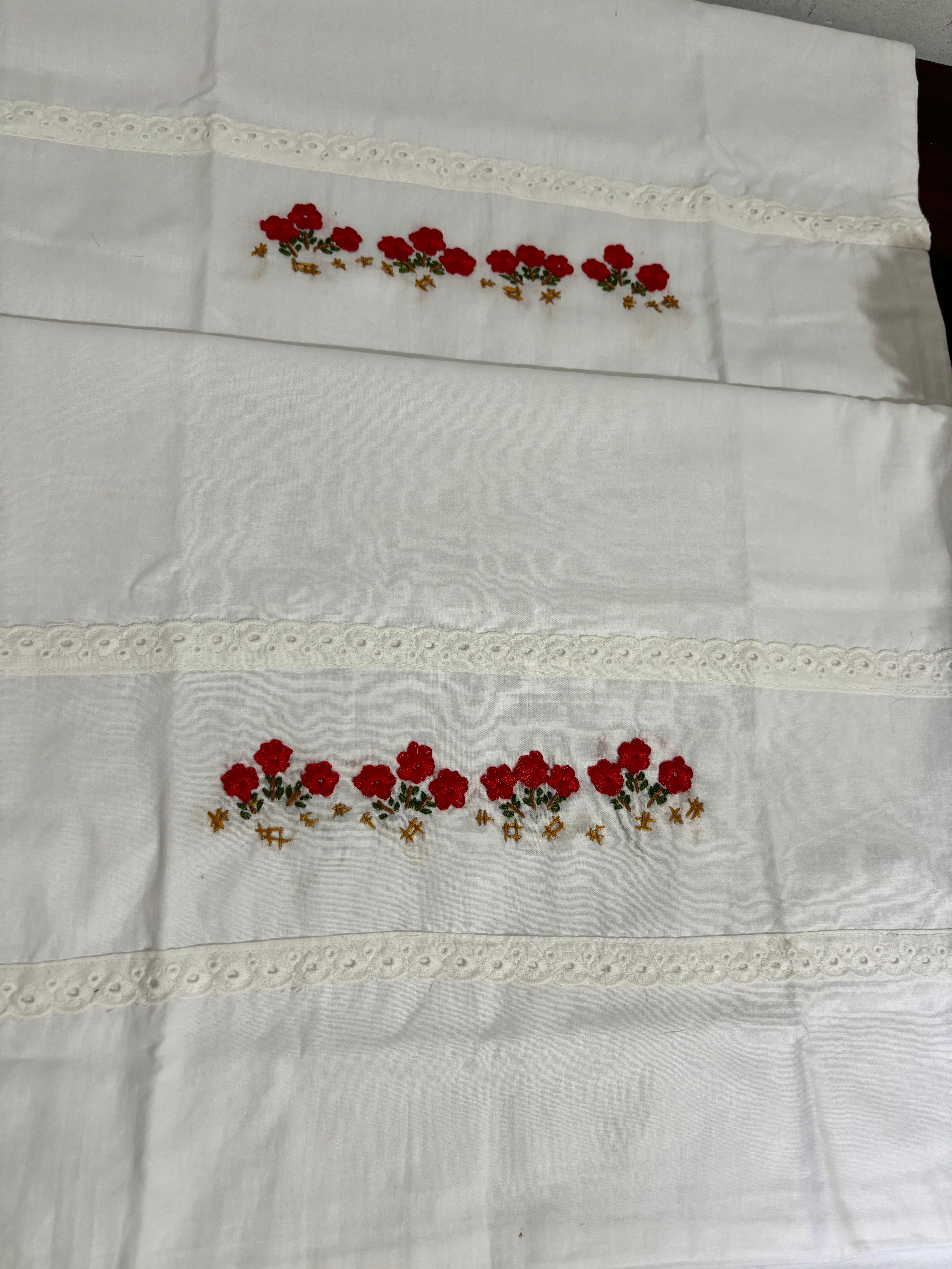Set of 2 Beautiful Flower Embroidery Pillow/Cushion Cover