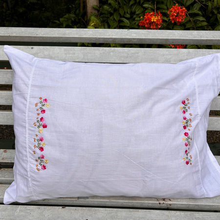 Set of 2 Beautiful Flower Embroidery Pillow/Cushion Cover